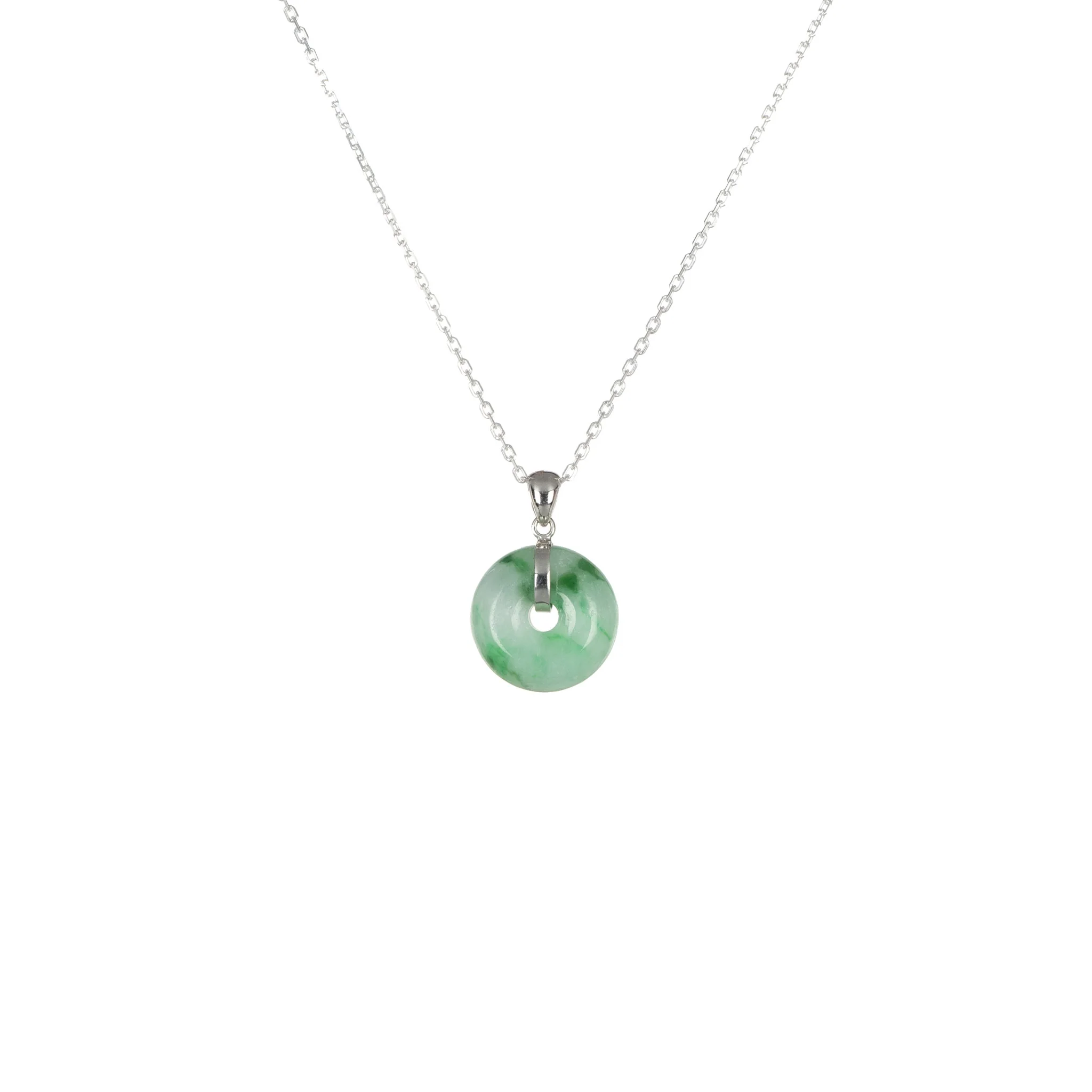 18K Green Pattern Jade Donut Necklace - Kandy Donut