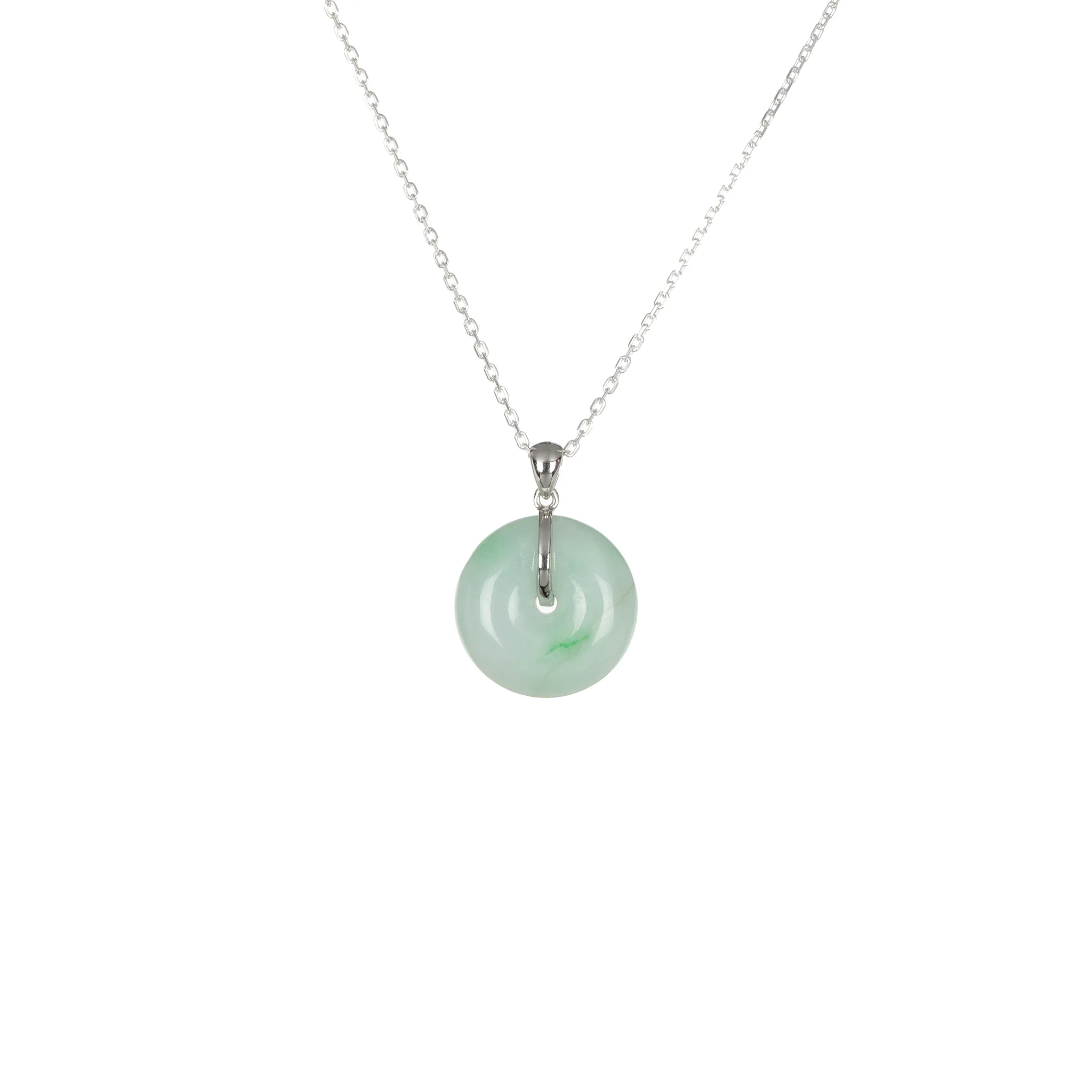 18K Pale Green Jade Necklace - Kandy Donut