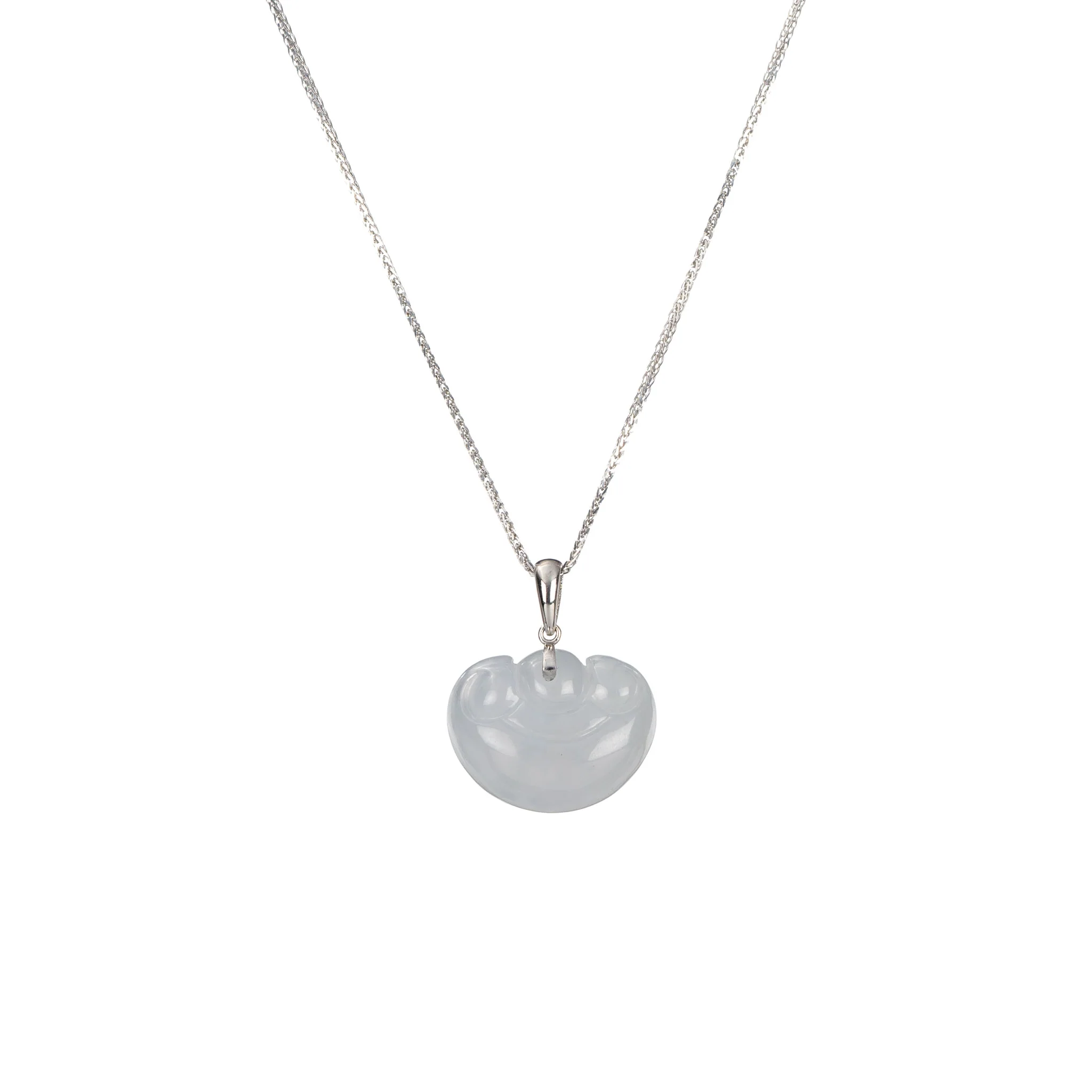18K White Gold Jade Ruyi Pendant