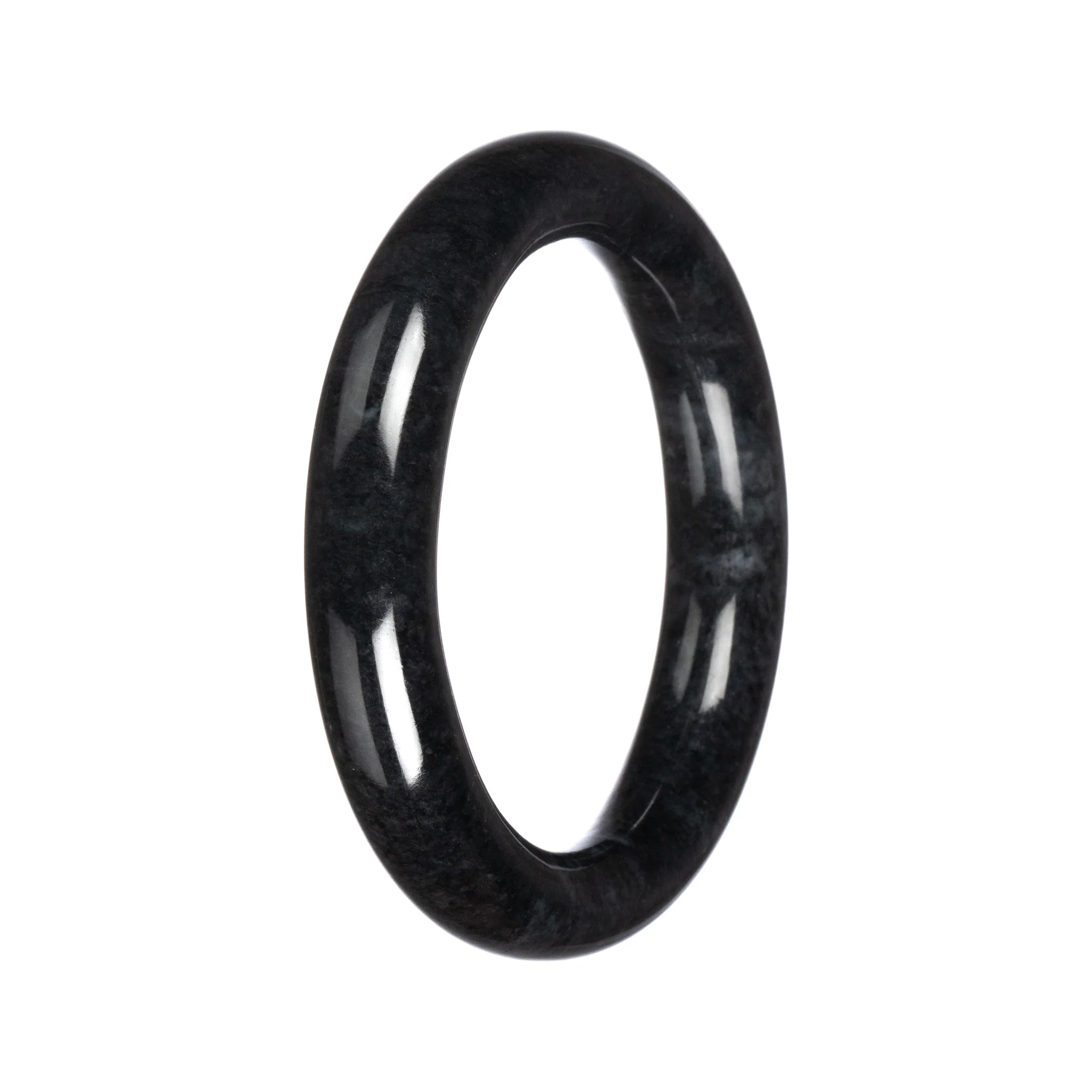 Authentic Black Traditional Jade Bangle - 59mm Round - Image 3