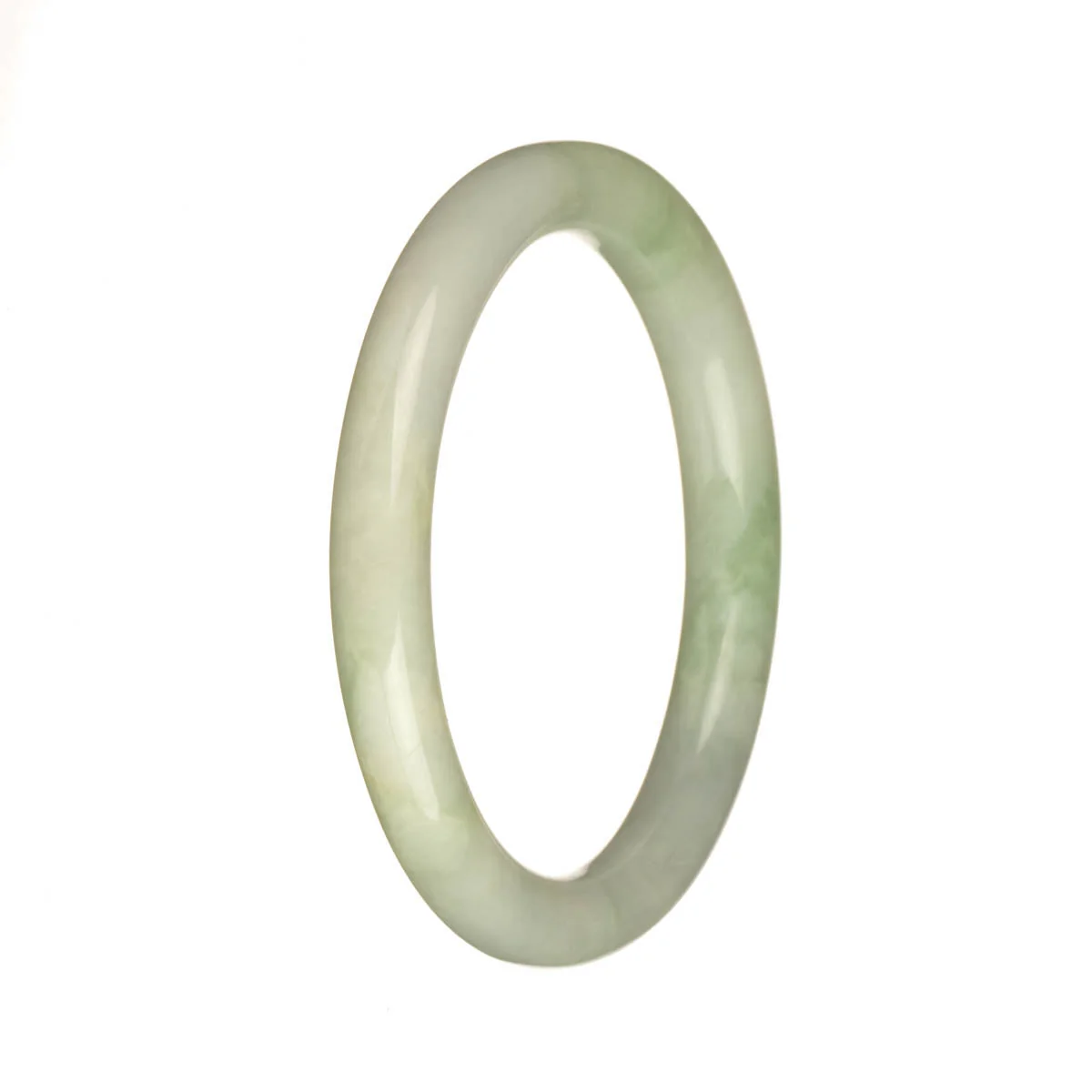 Genuine Grade A Light Green and Pale Green Burmese Jade Bracelet - 55mm Petite Round - Image 2