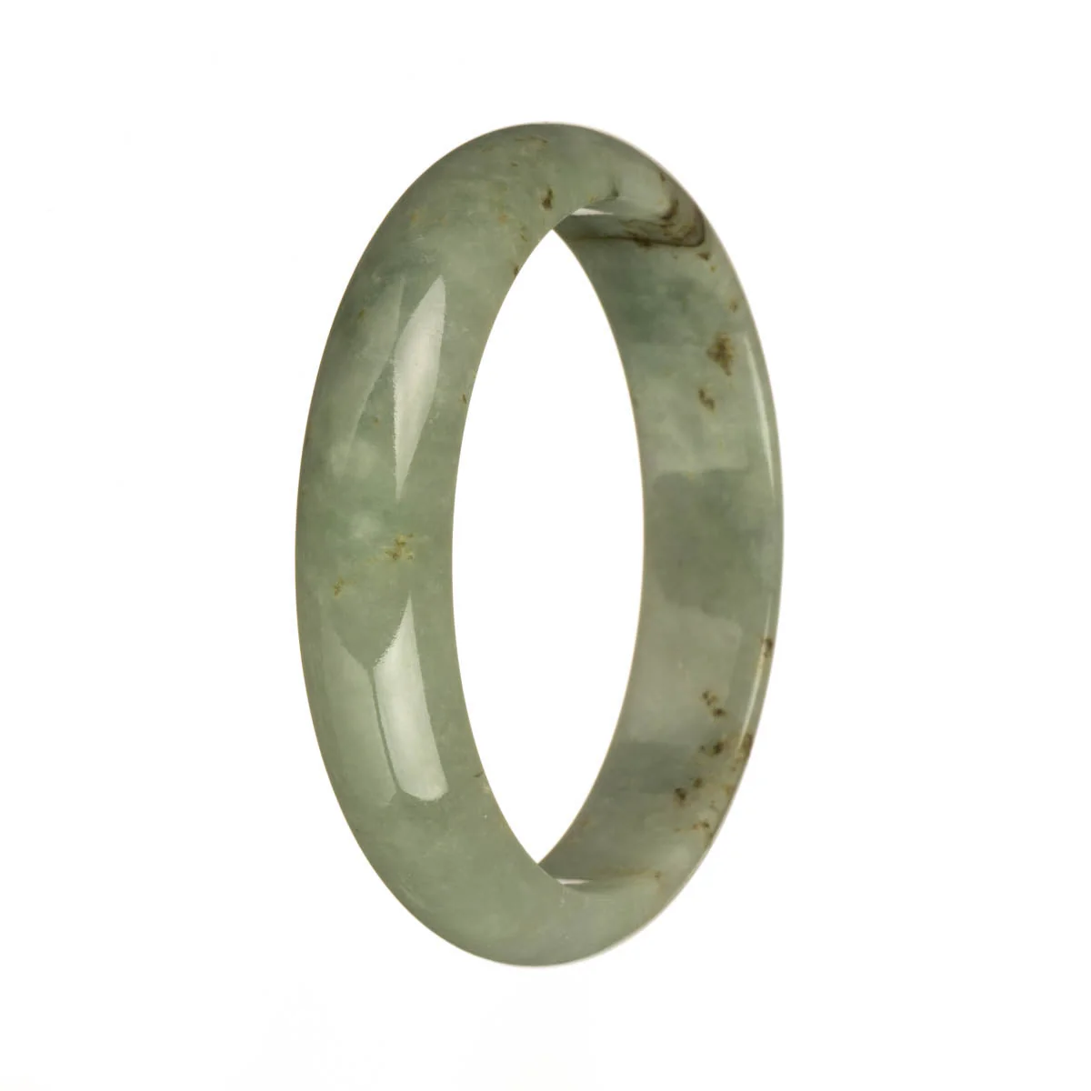 Authentic Untreated Pale Green with Brown Spots Jade Bangle - 60mm Half Moon - Image 3