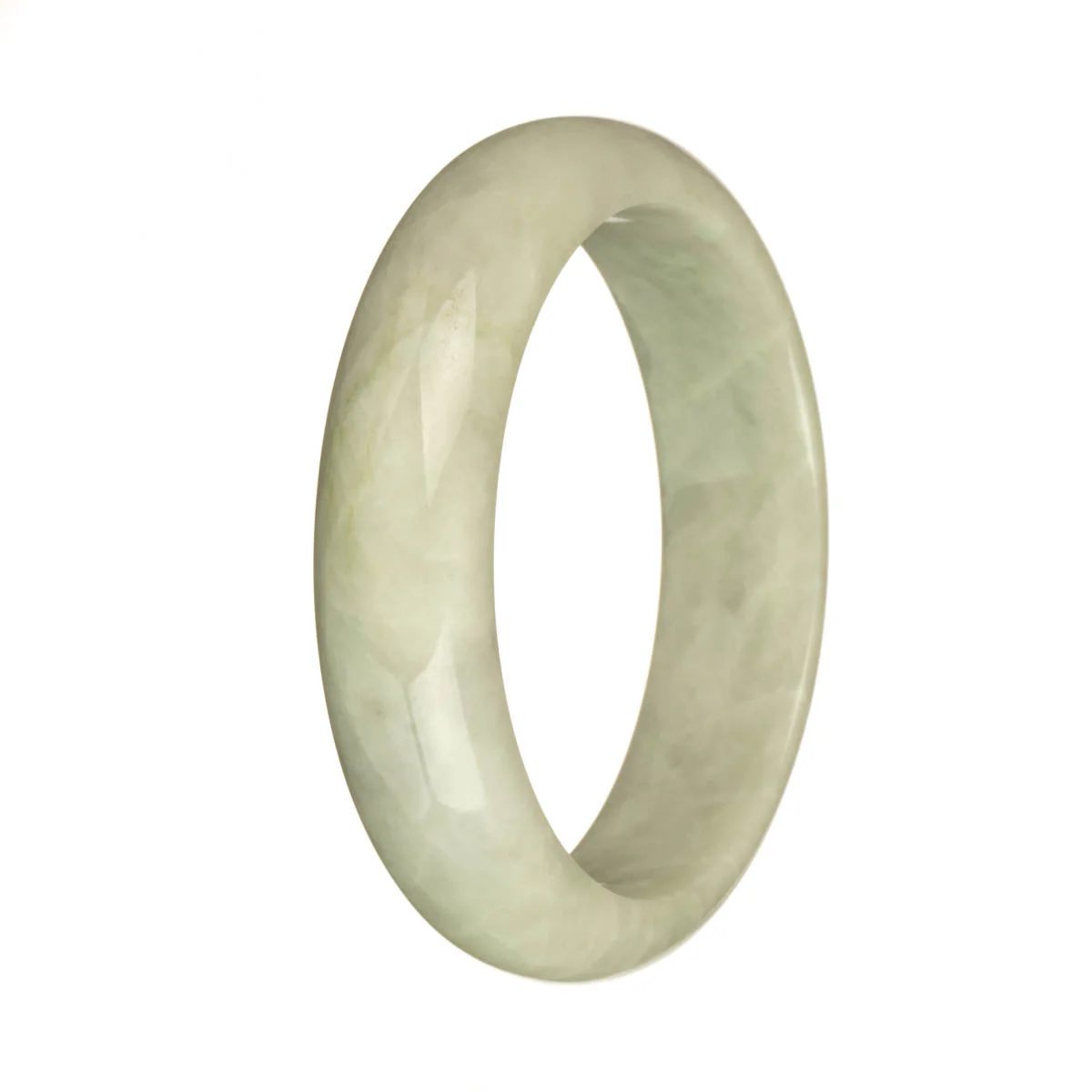 Genuine Natural Light Grey Jadeite Jade Bangle - 59mm Half Moon - Image 2