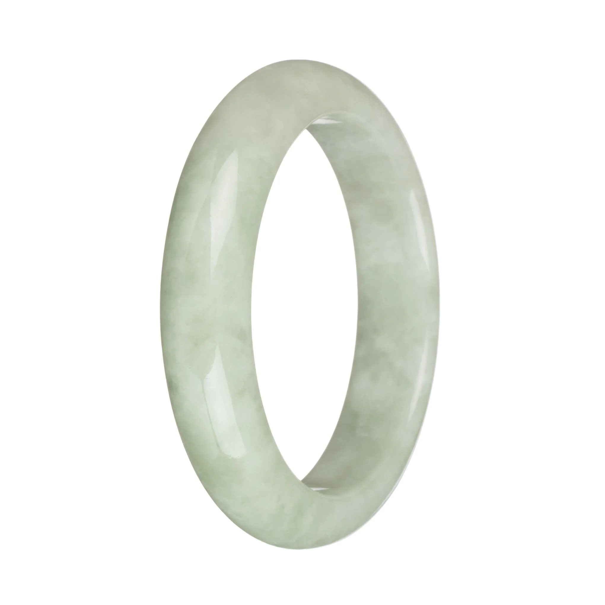 58.5mm Green and White Jade Bangle Bracelet