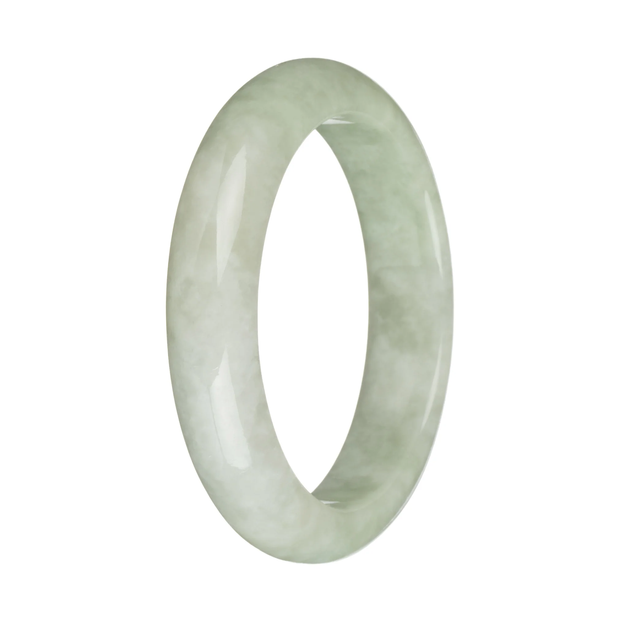 58.5mm Green and White Jade Bangle Bracelet - Image 2
