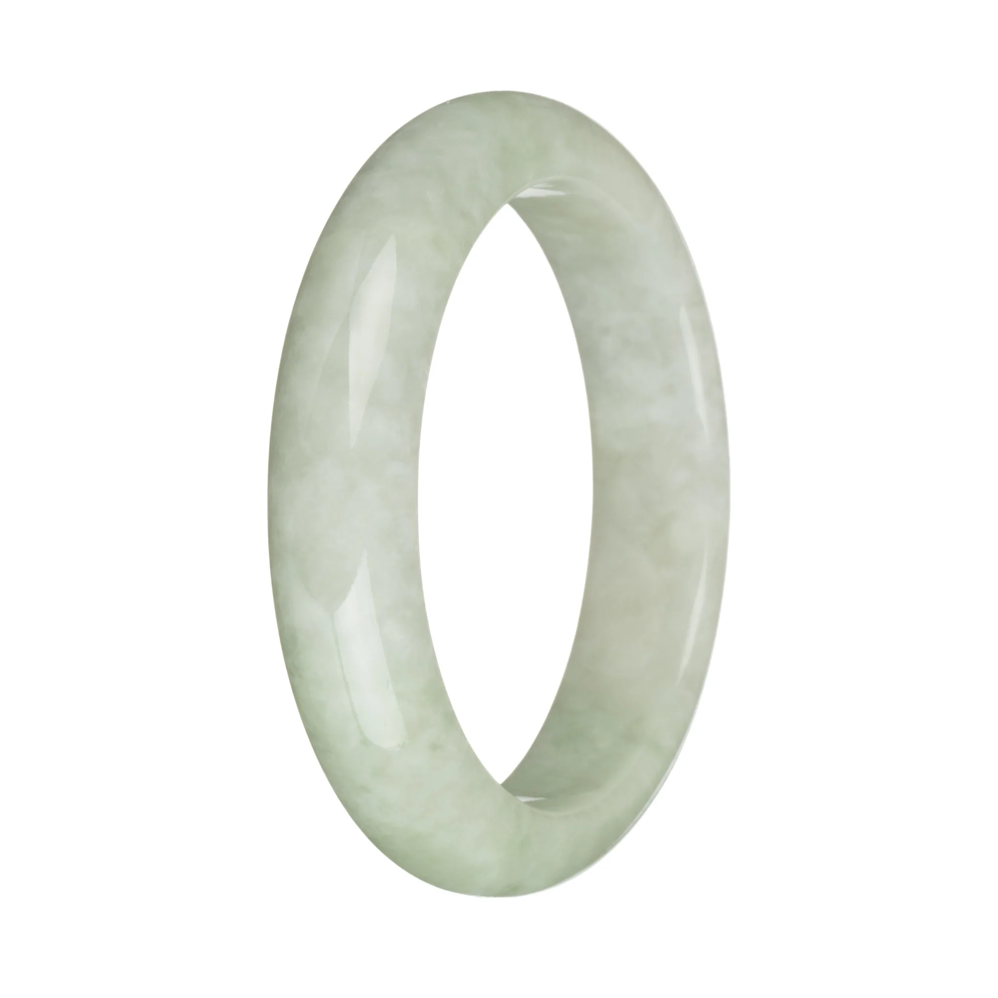 58.5mm Green and White Jade Bangle Bracelet - Image 3