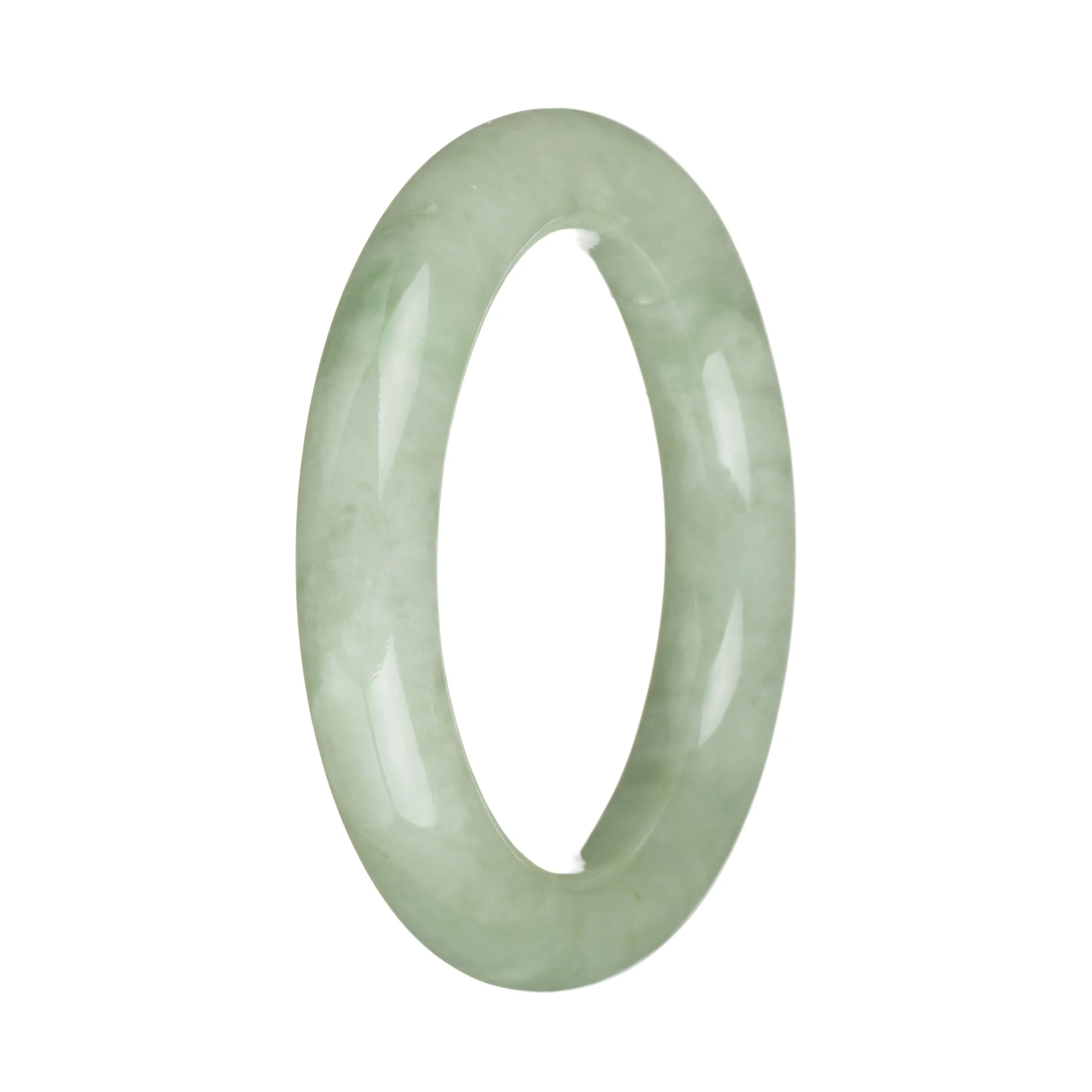 54.1mm Green with Apple Green Patch Jade Bangle Bracelet - Image 3