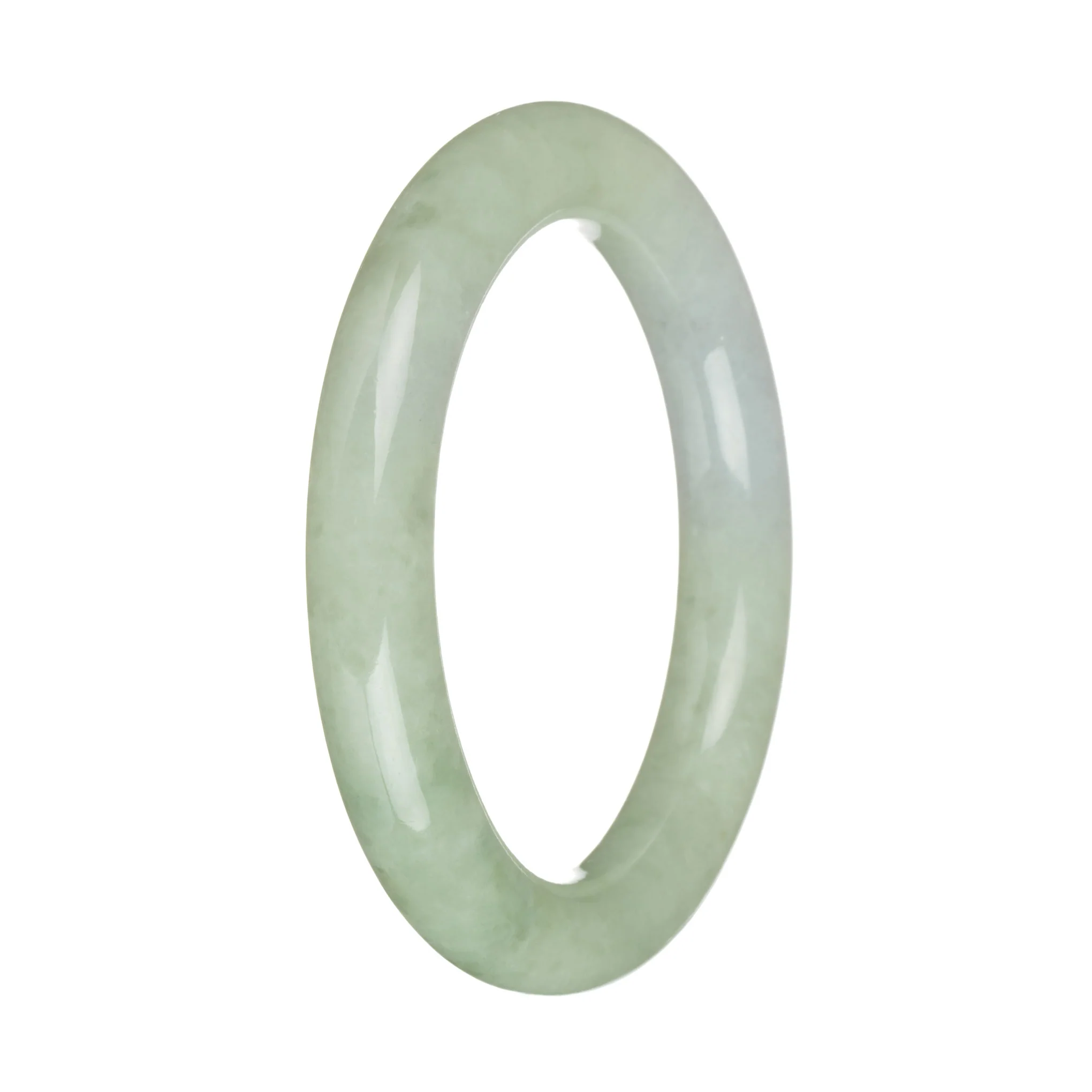 56mm Pale Lavender and Green Jade Bangle Bracelet - Image 3