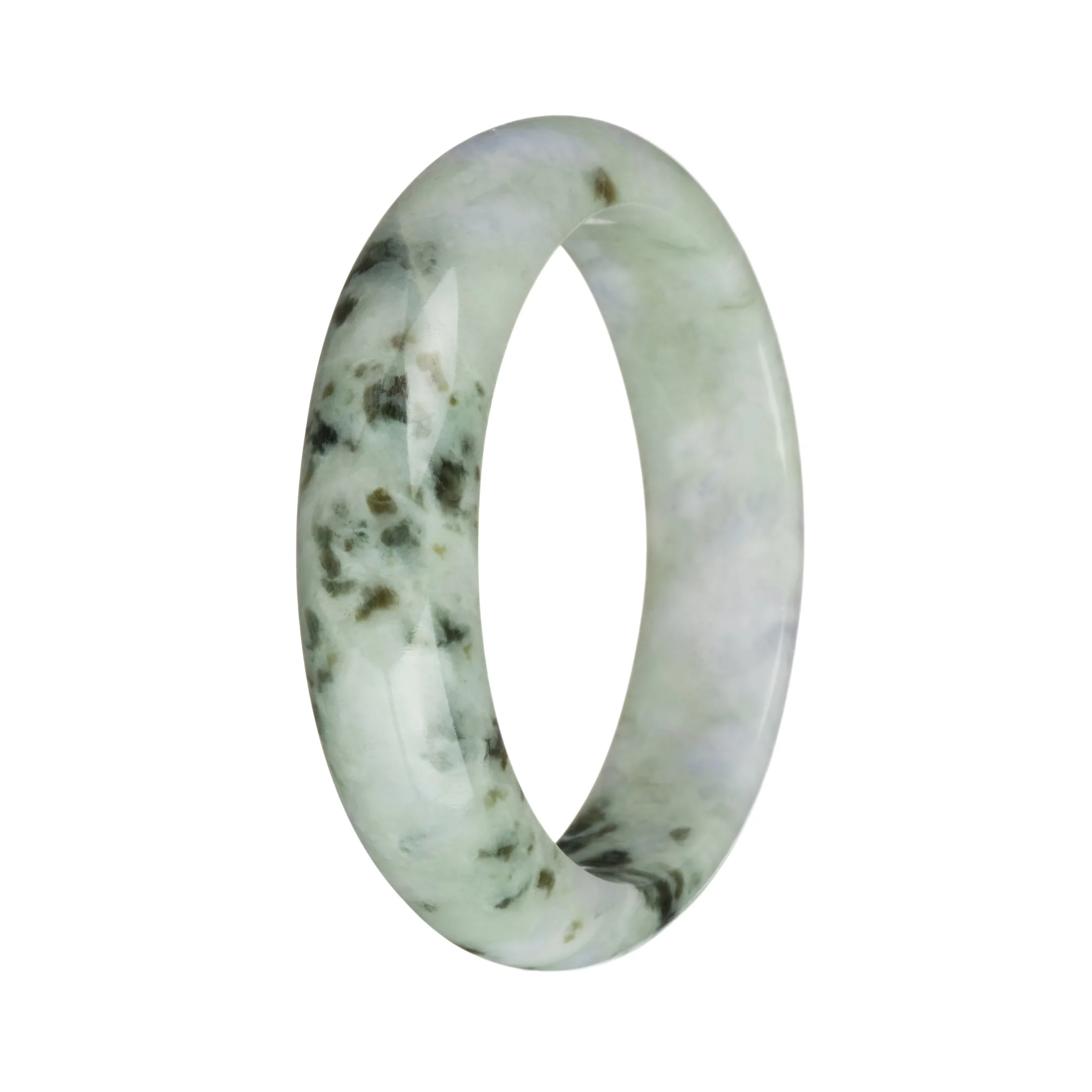 57.2mm Grey with Lavender, Dark Green, and Olive Green Patterns Jade Bangle Bracelet