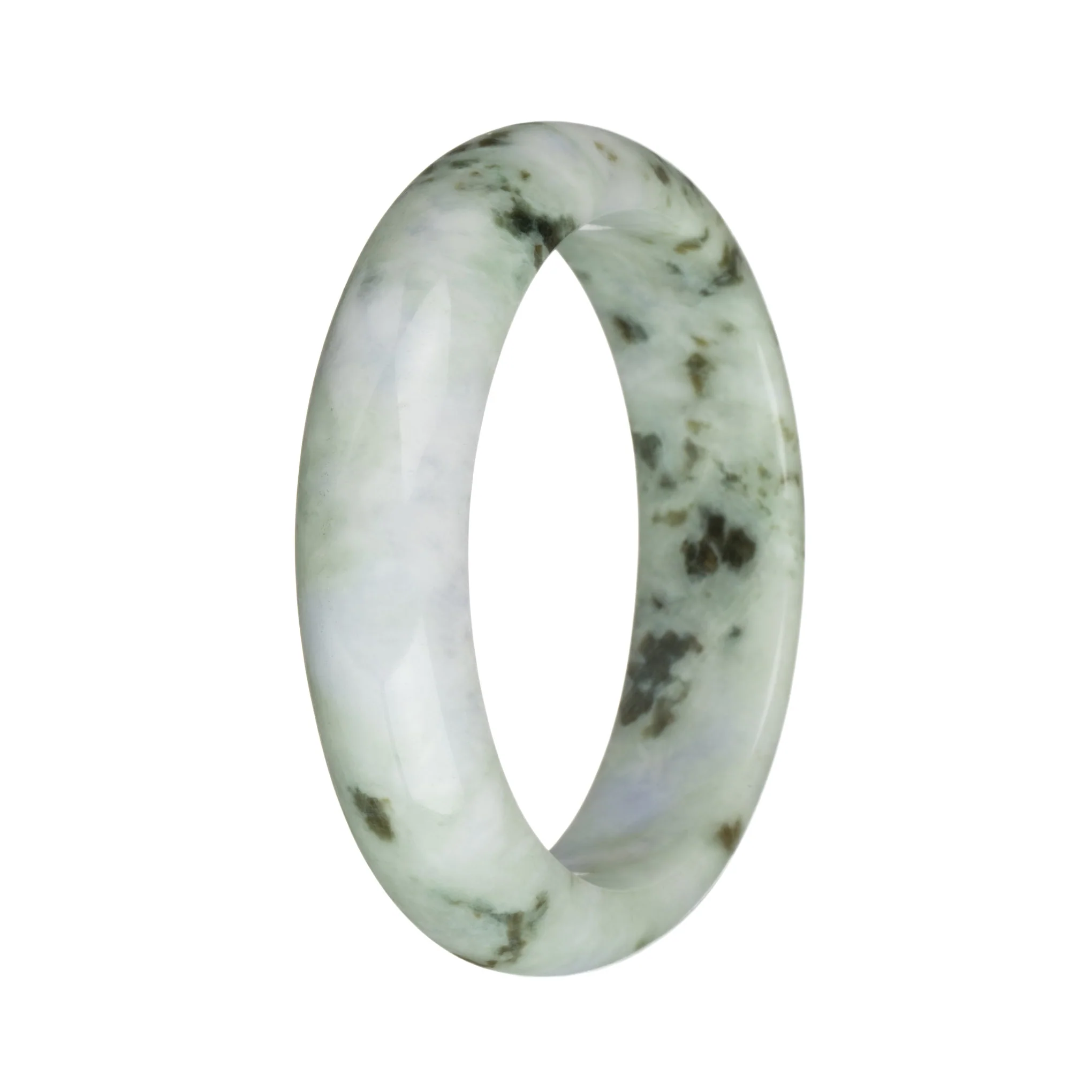 57.2mm Grey with Lavender, Dark Green, and Olive Green Patterns Jade Bangle Bracelet - Image 2