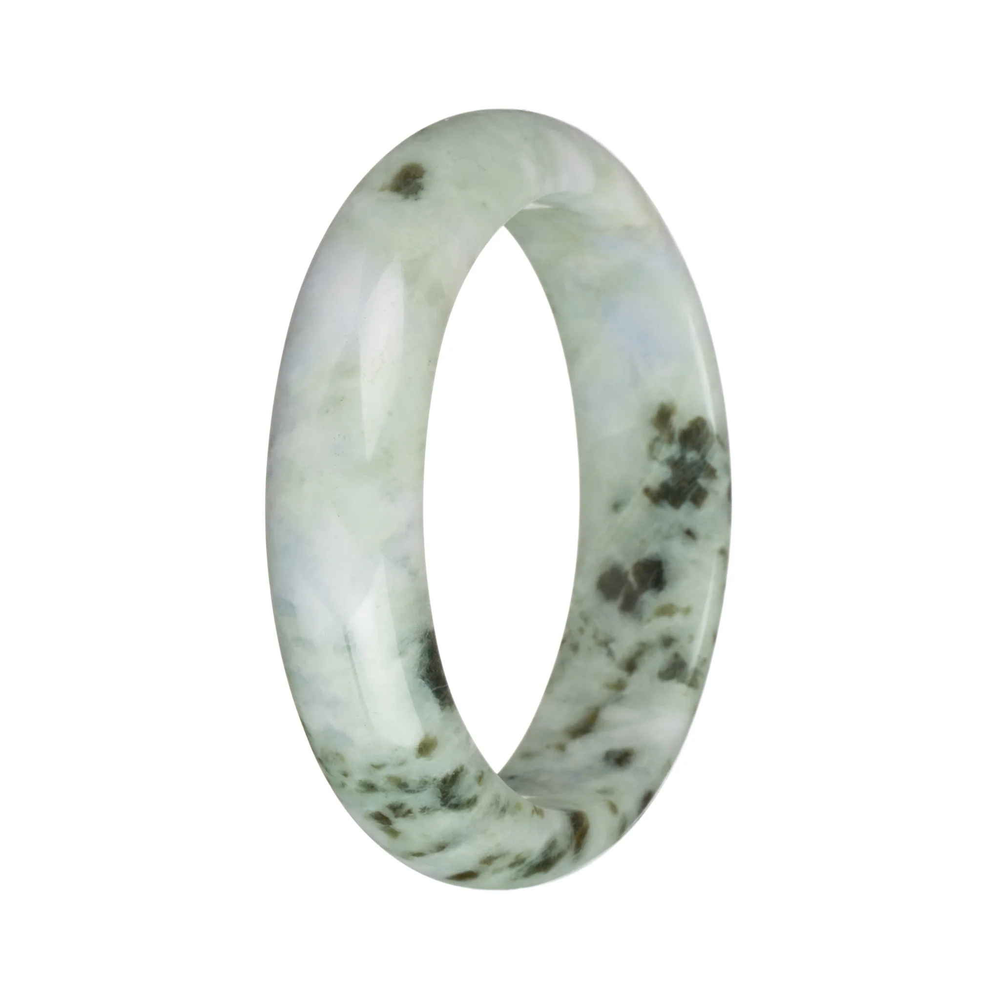 57.2mm Grey with Lavender, Dark Green, and Olive Green Patterns Jade Bangle Bracelet - Image 3