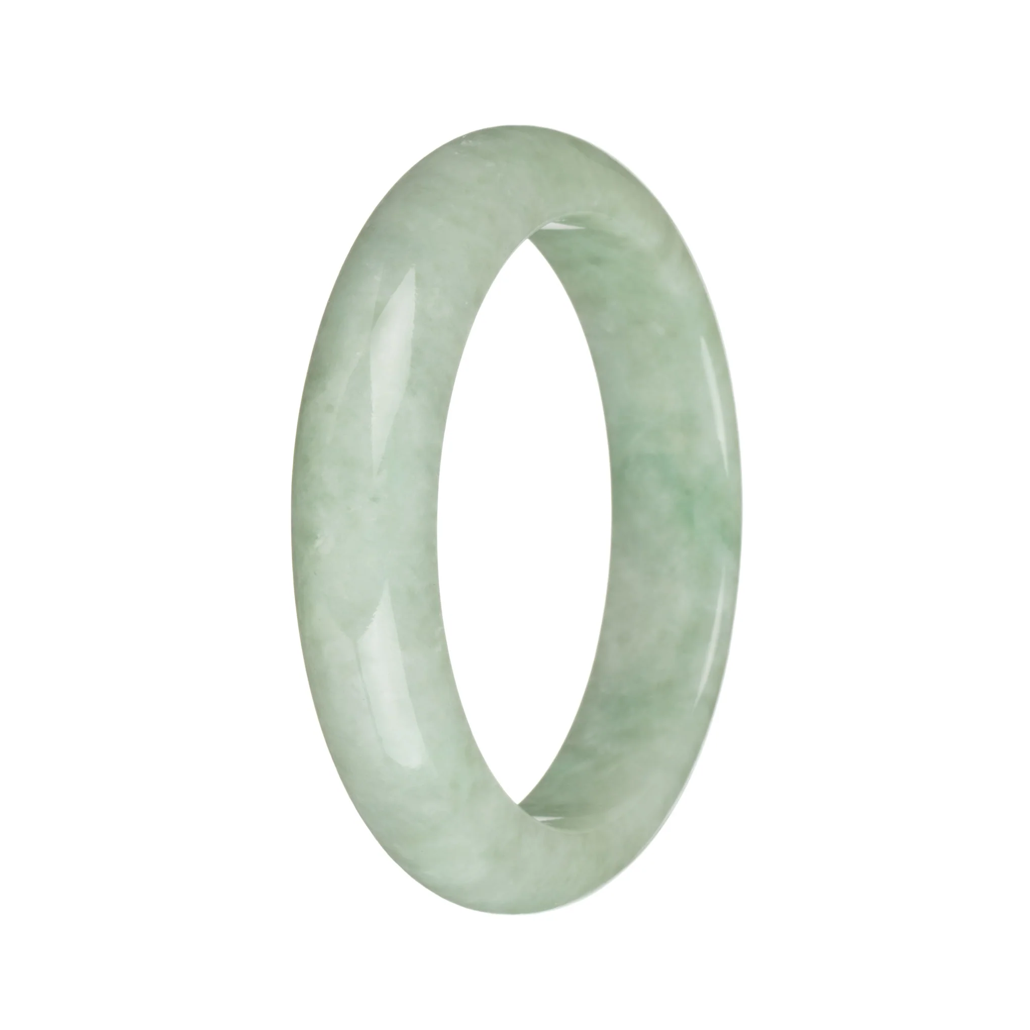 55.2mm Light Green with Apple Green Patch Jade Bangle Bracelet - Image 2