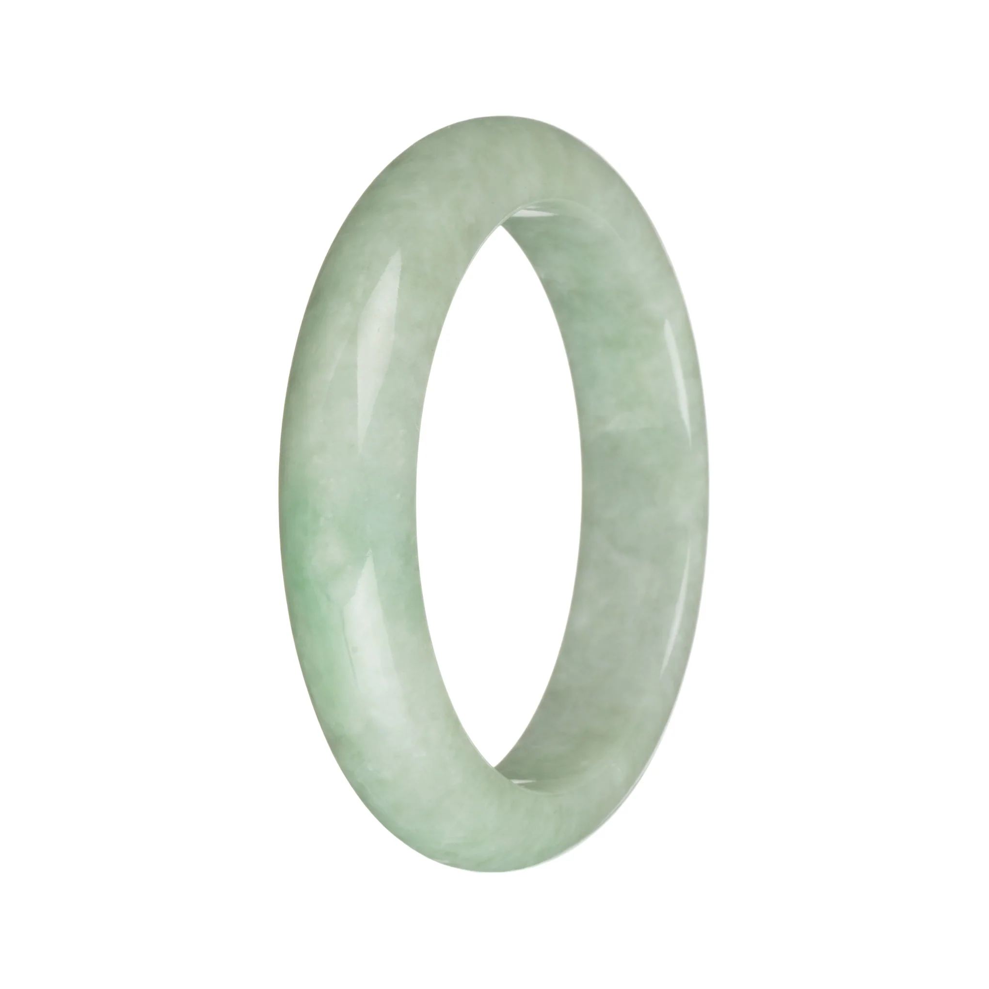 55.2mm Light Green with Apple Green Patch Jade Bangle Bracelet - Image 3