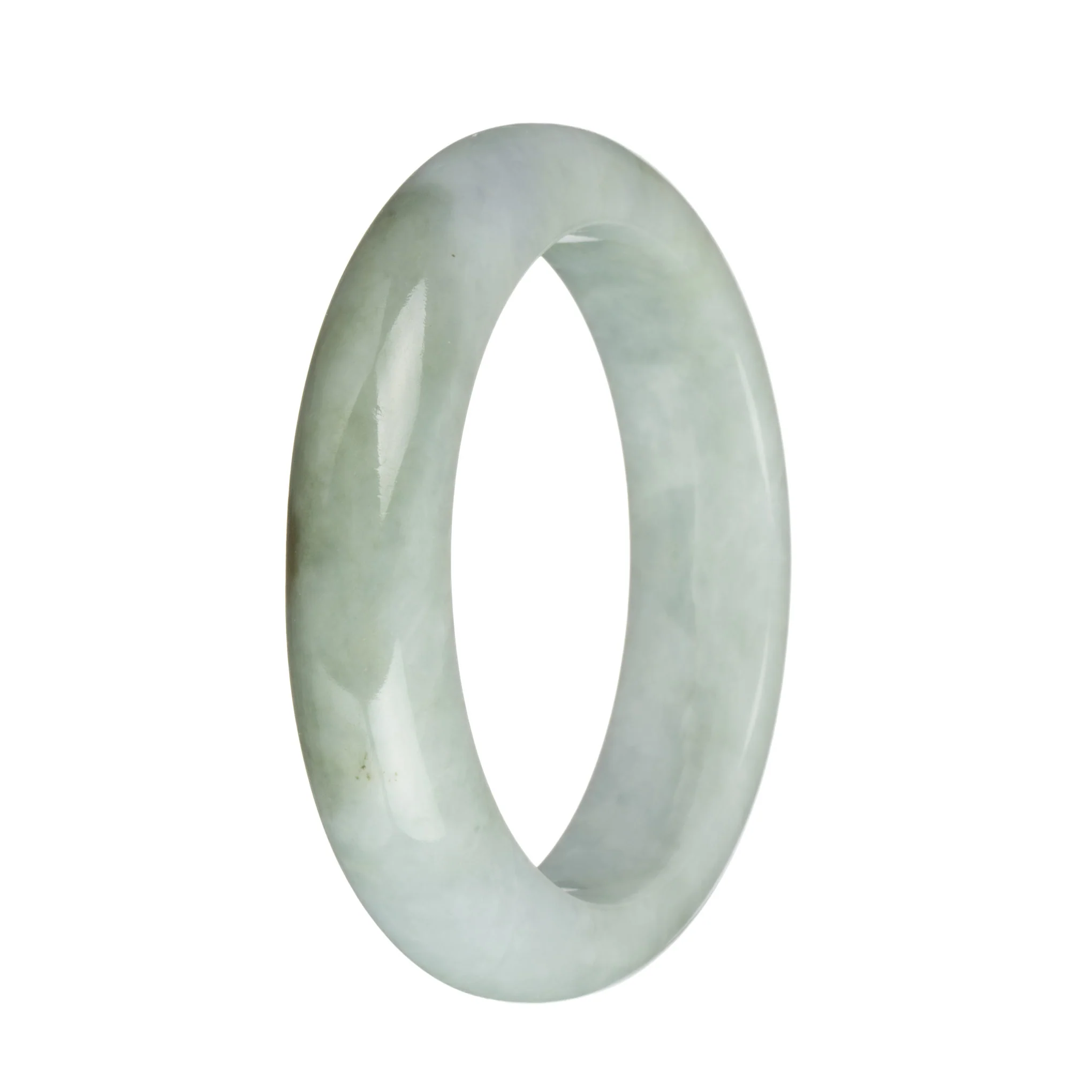 57.4mm Pale Green and Green with Brown Spot Jade Bangle Bracelet - Image 3