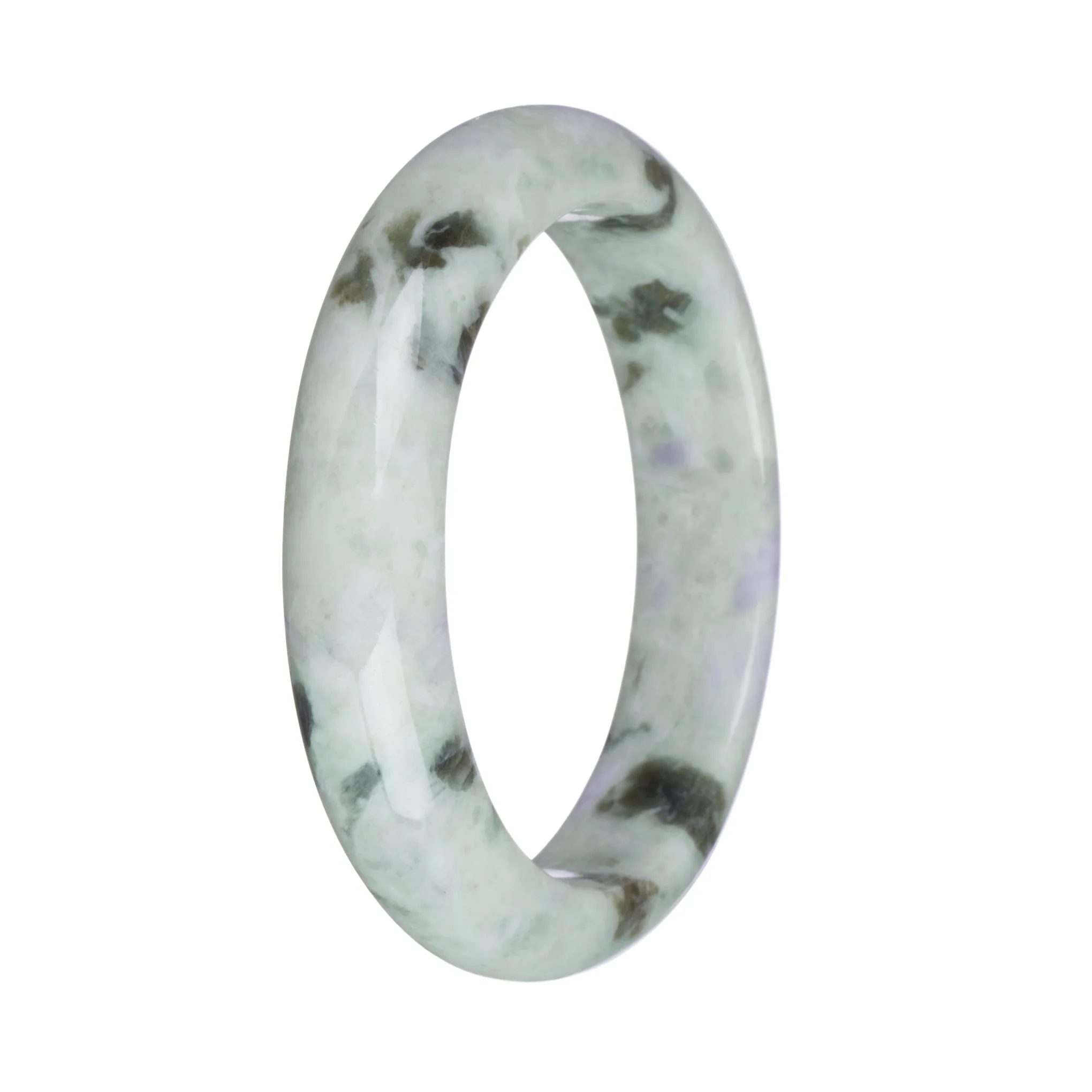 57.6mm Pale Green with Lavender and Olive Green Patterns Jade Bangle Bracelet - Image 2