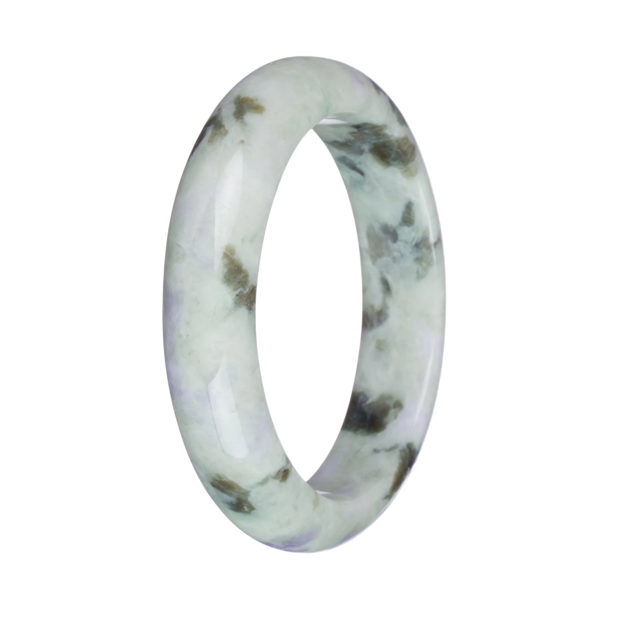 57.6mm Pale Green with Lavender and Olive Green Patterns Jade Bangle Bracelet - Image 3
