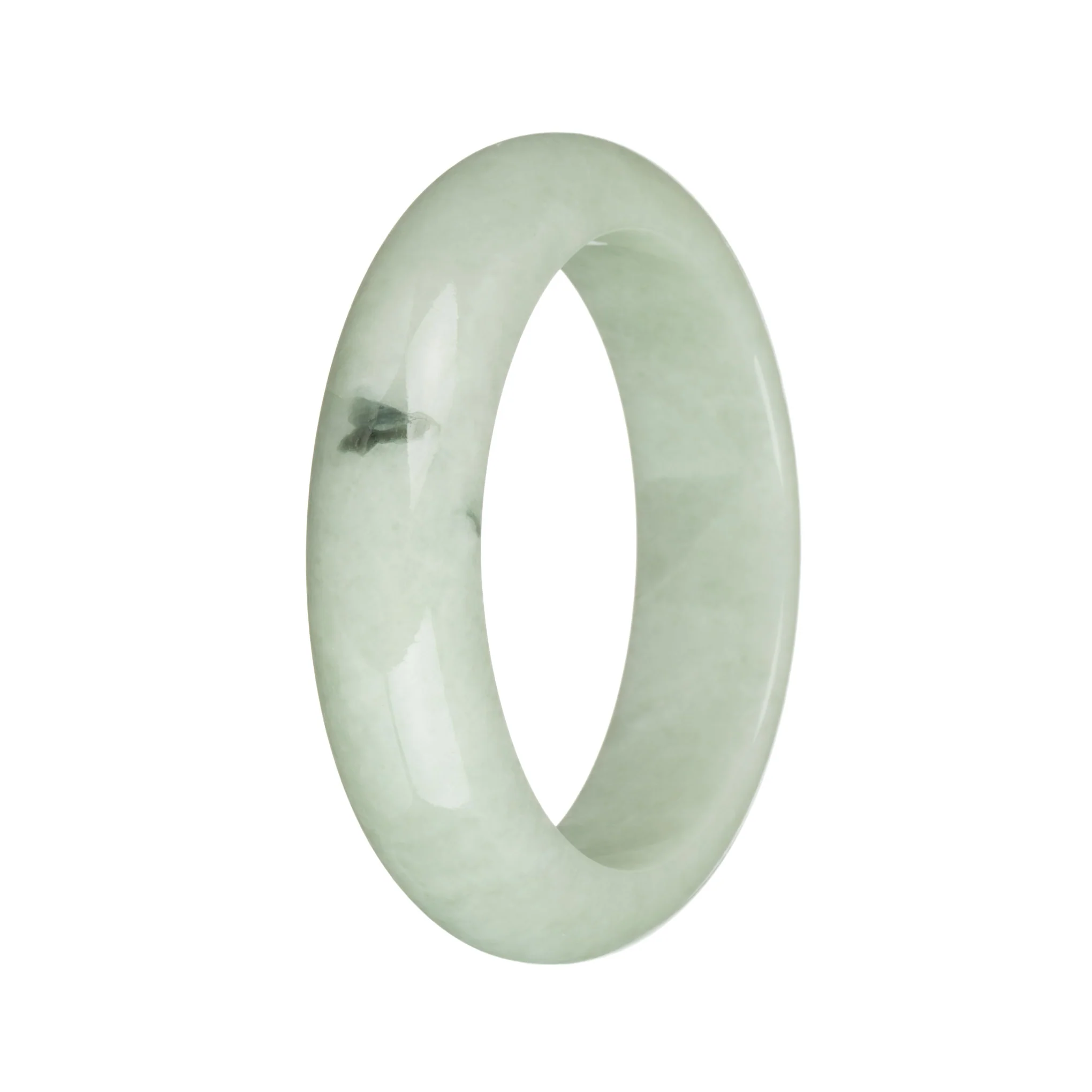 54.2mm Light Green with Dark Green Patch Jade Bangle Bracelet