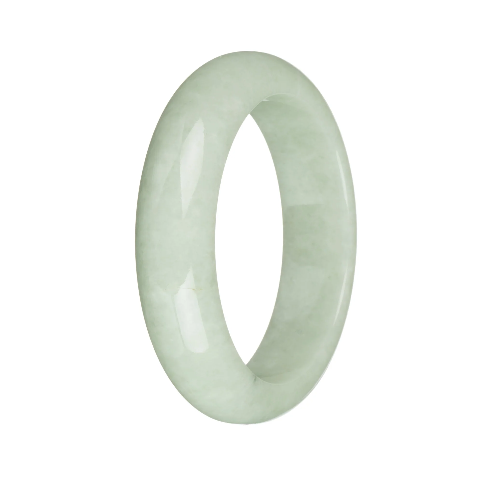 54.2mm Light Green with Dark Green Patch Jade Bangle Bracelet - Image 3