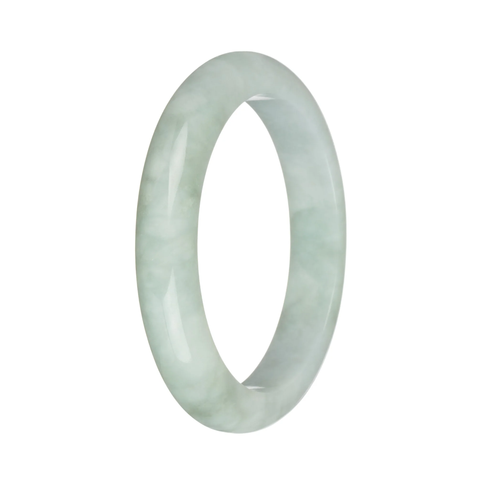 57.3mm Light Green with White Jade Bangle Bracelet - Image 2
