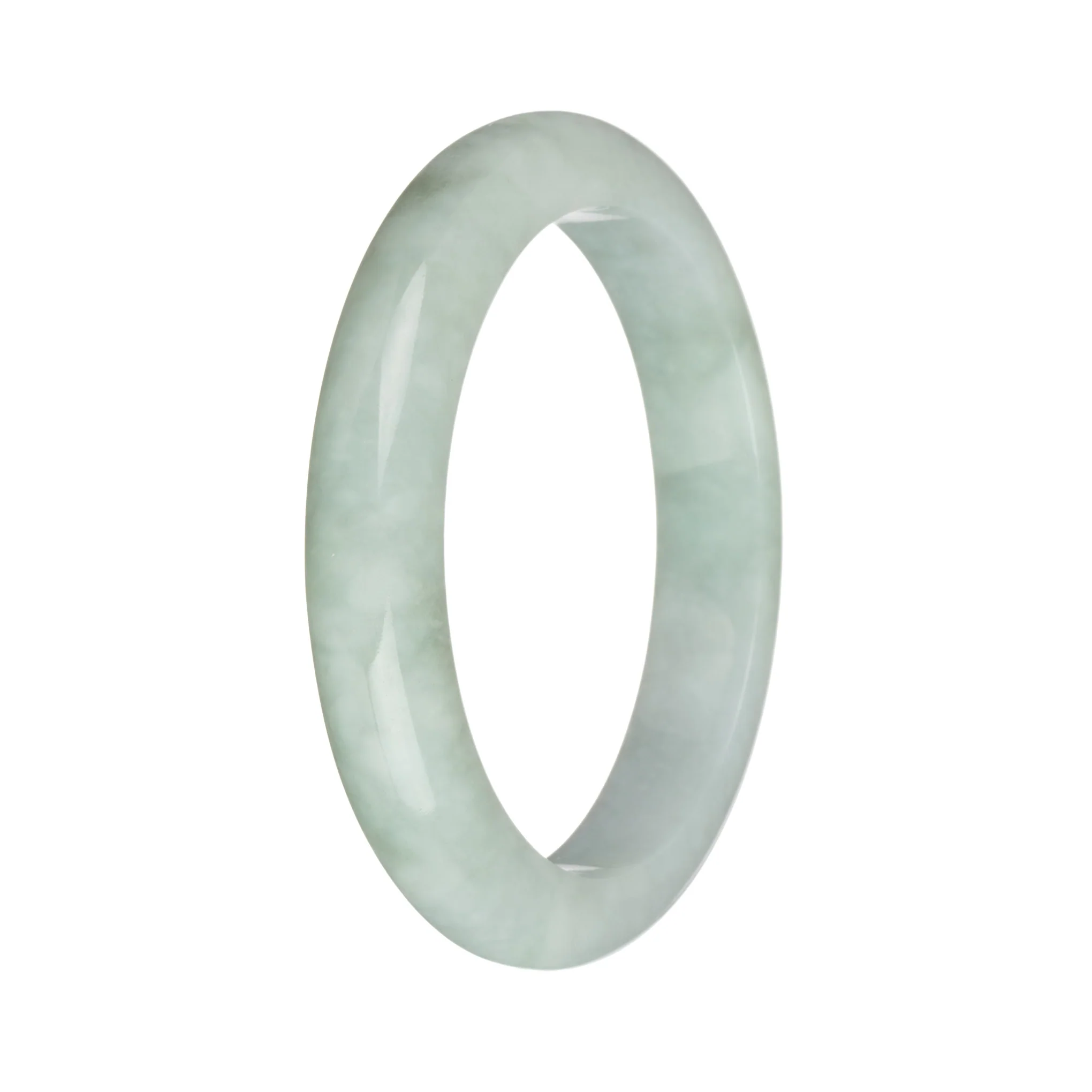57.3mm Light Green with White Jade Bangle Bracelet - Image 3