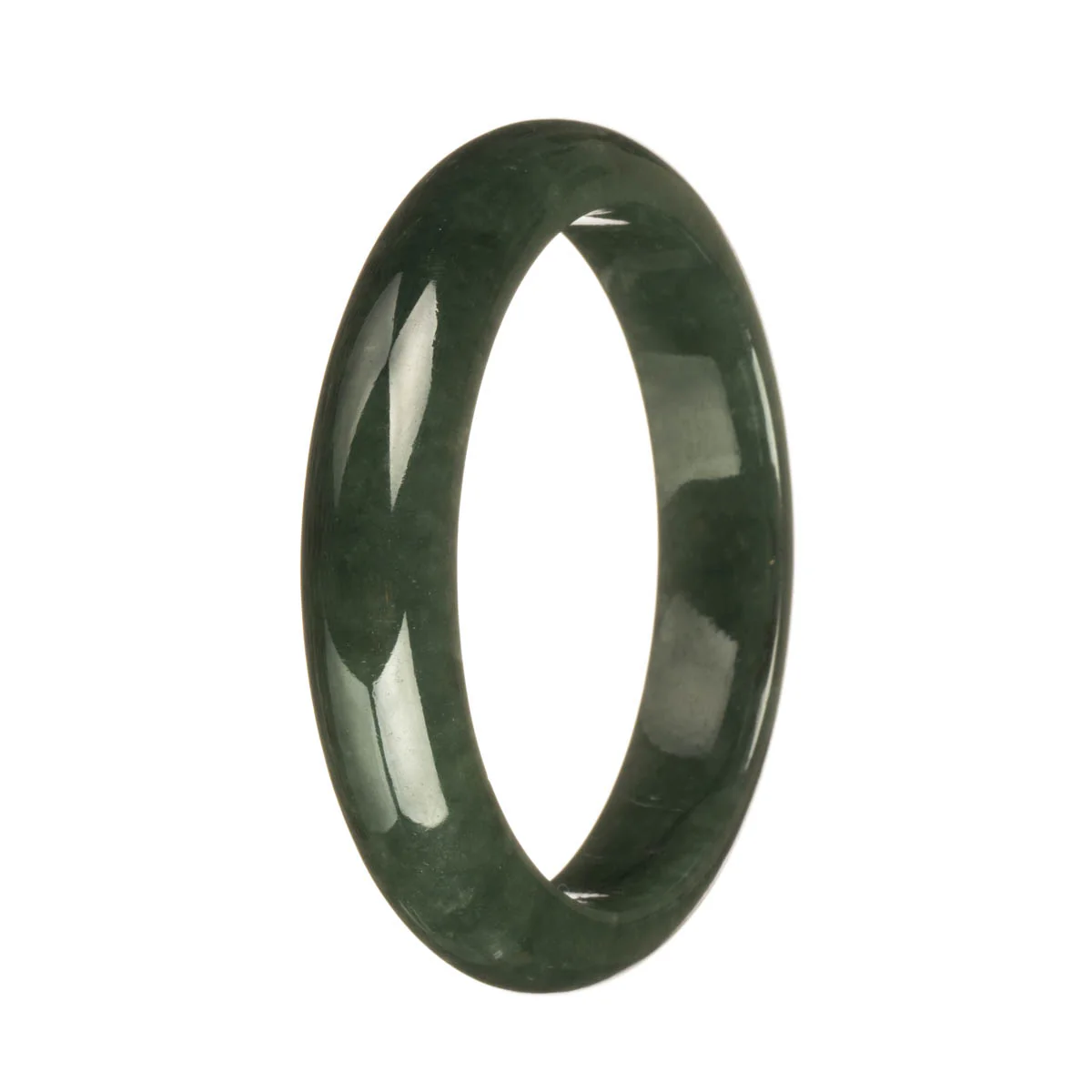 60mm Deep Green Jade Bangle Bracelet - Image 2