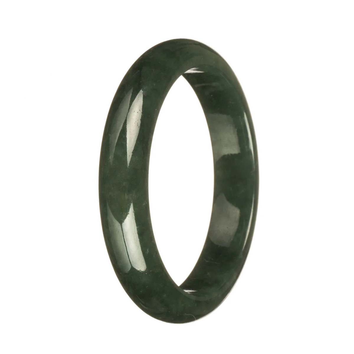 60mm Deep Green Jade Bangle Bracelet - Image 3