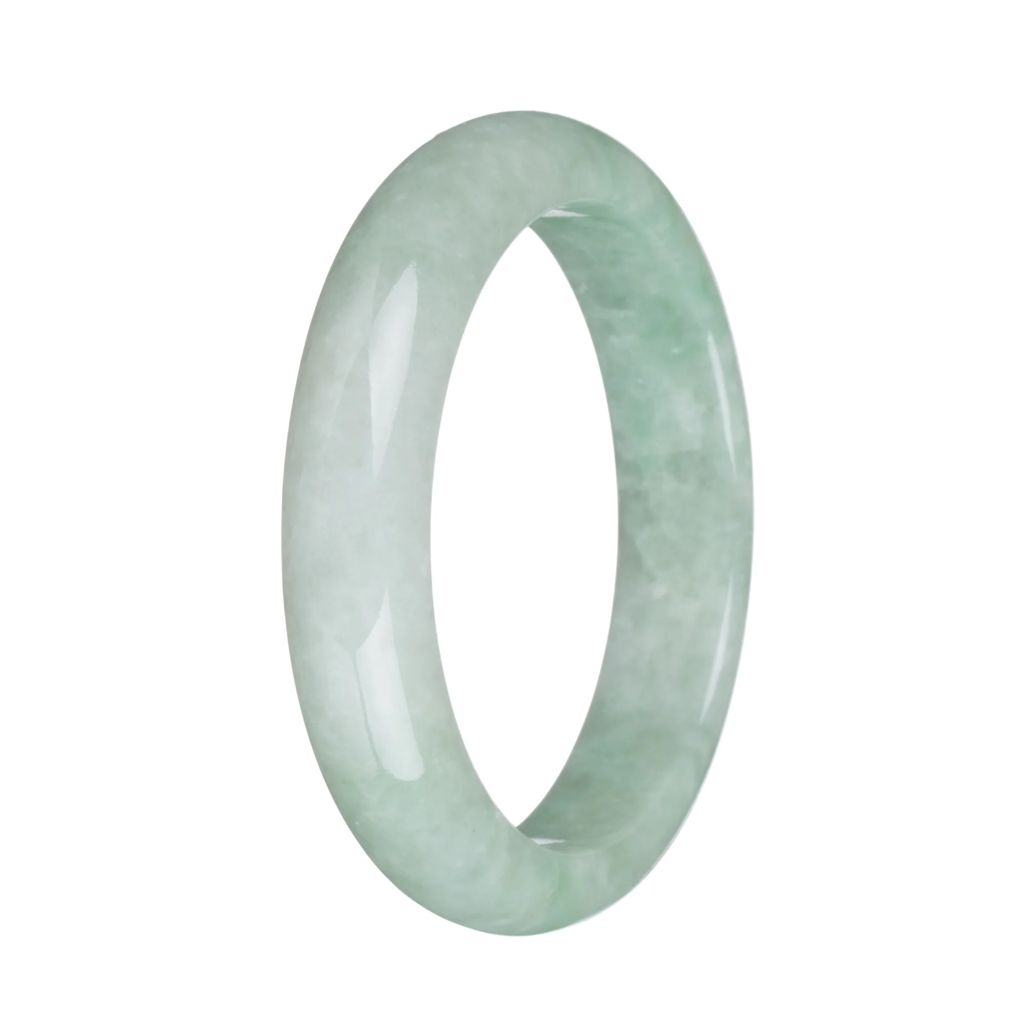 58.8mm Light Green with Apple Green Jade Bangle Bracelet - Image 2