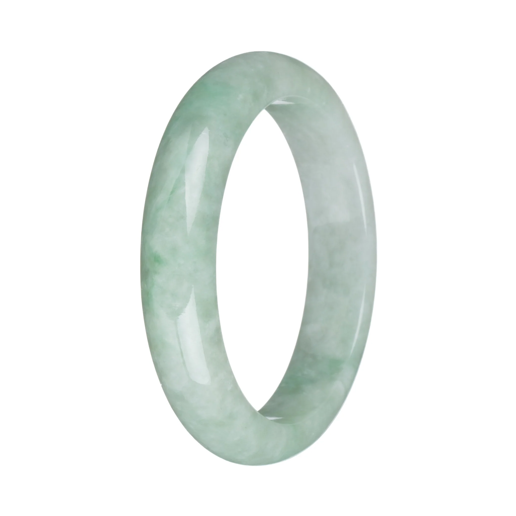 58.8mm Light Green with Apple Green Jade Bangle Bracelet - Image 3
