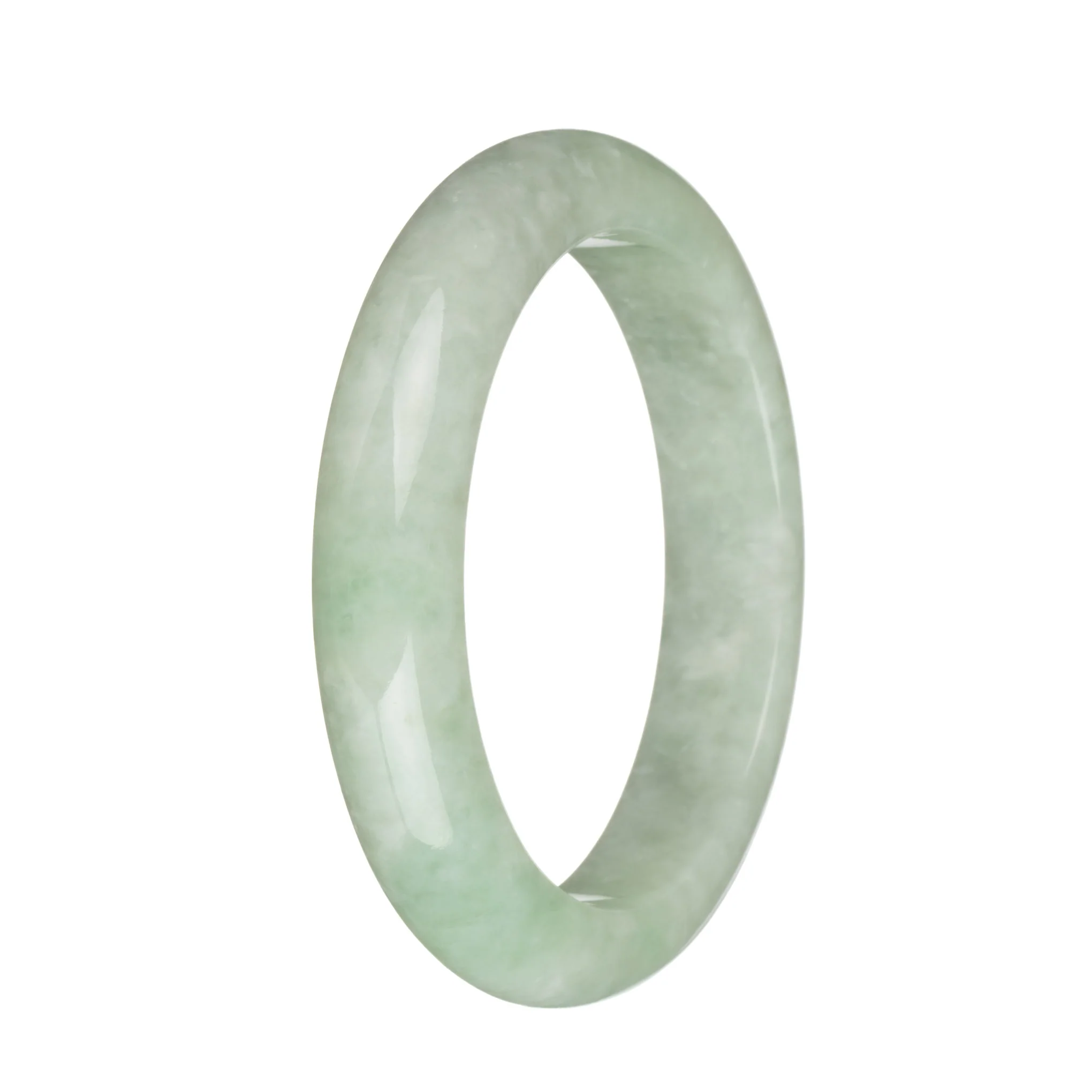 57.6mm Light Green Jade Bangle Bracelet - Image 3