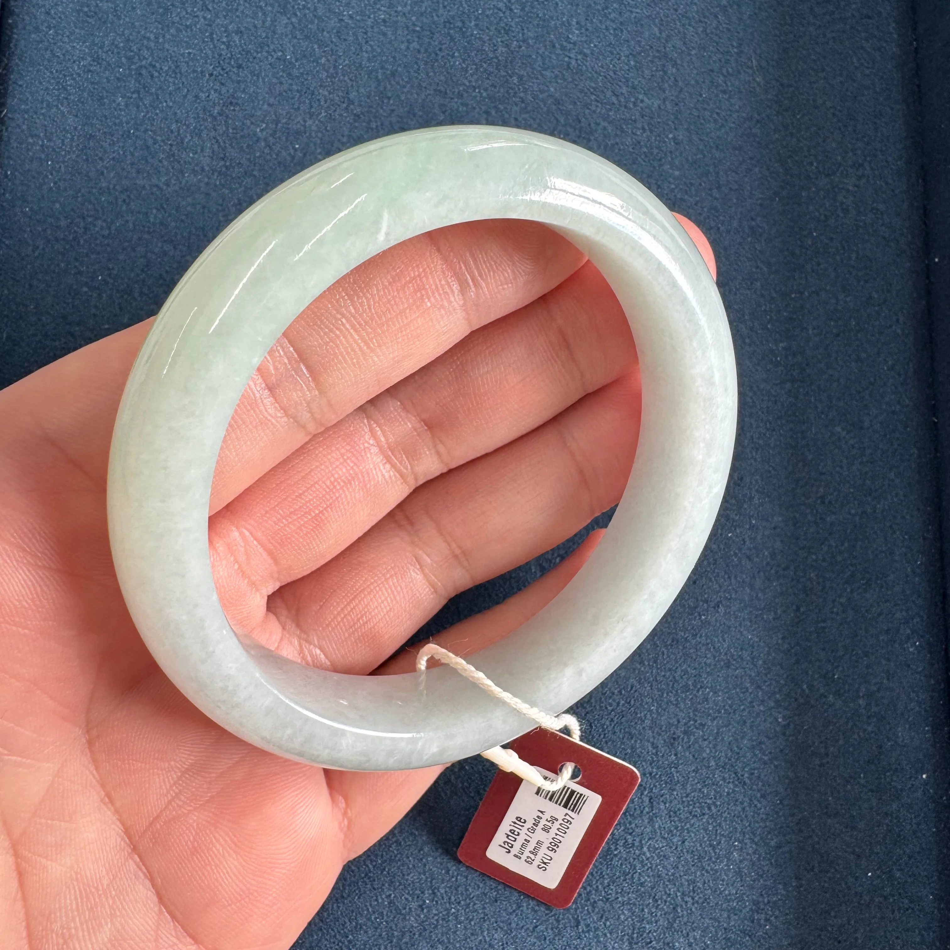 62.8mm Light Green Jade Bangle Bracelet - Image 5