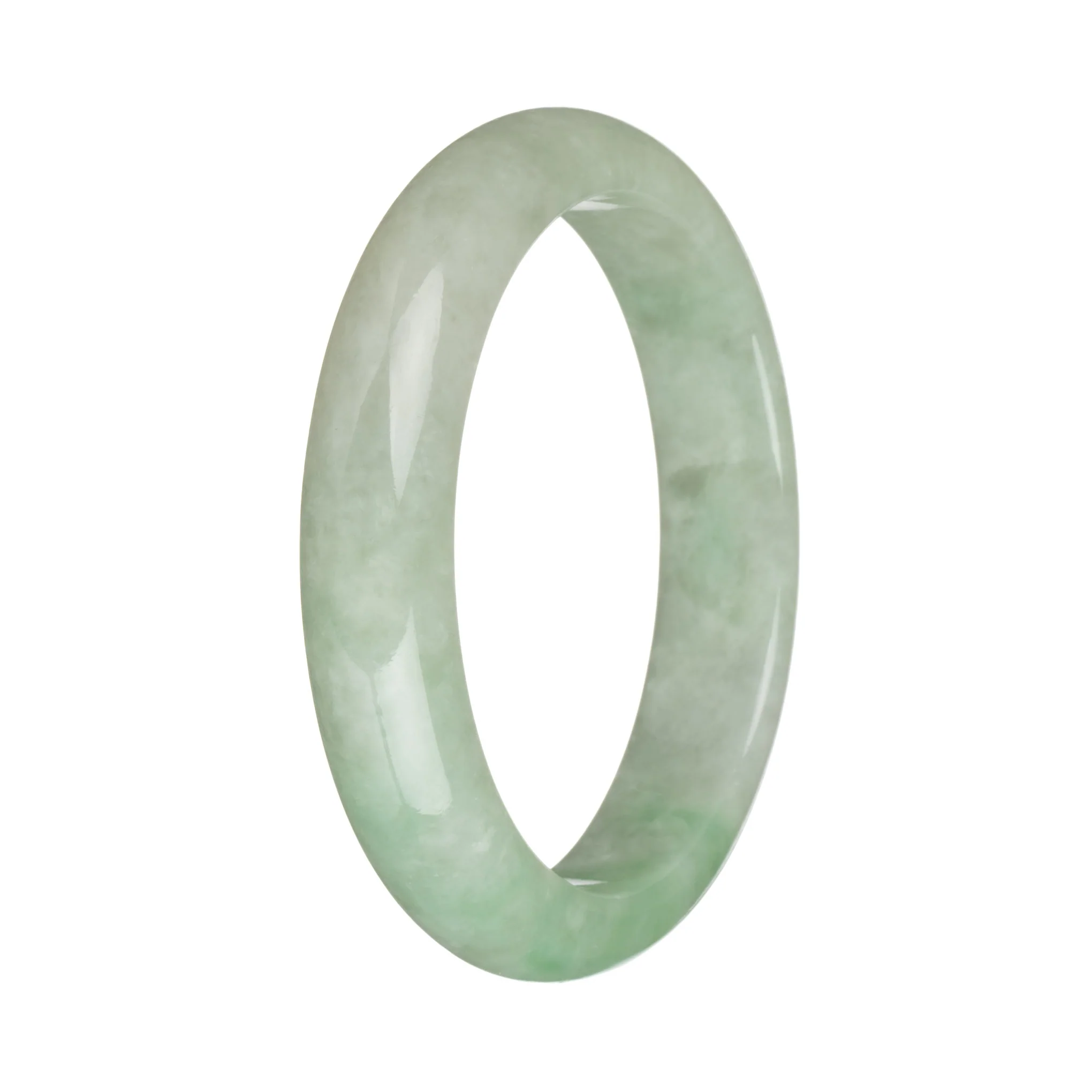 59.5mm Light Green with Apple Green Jade Bangle Bracelet - Image 2