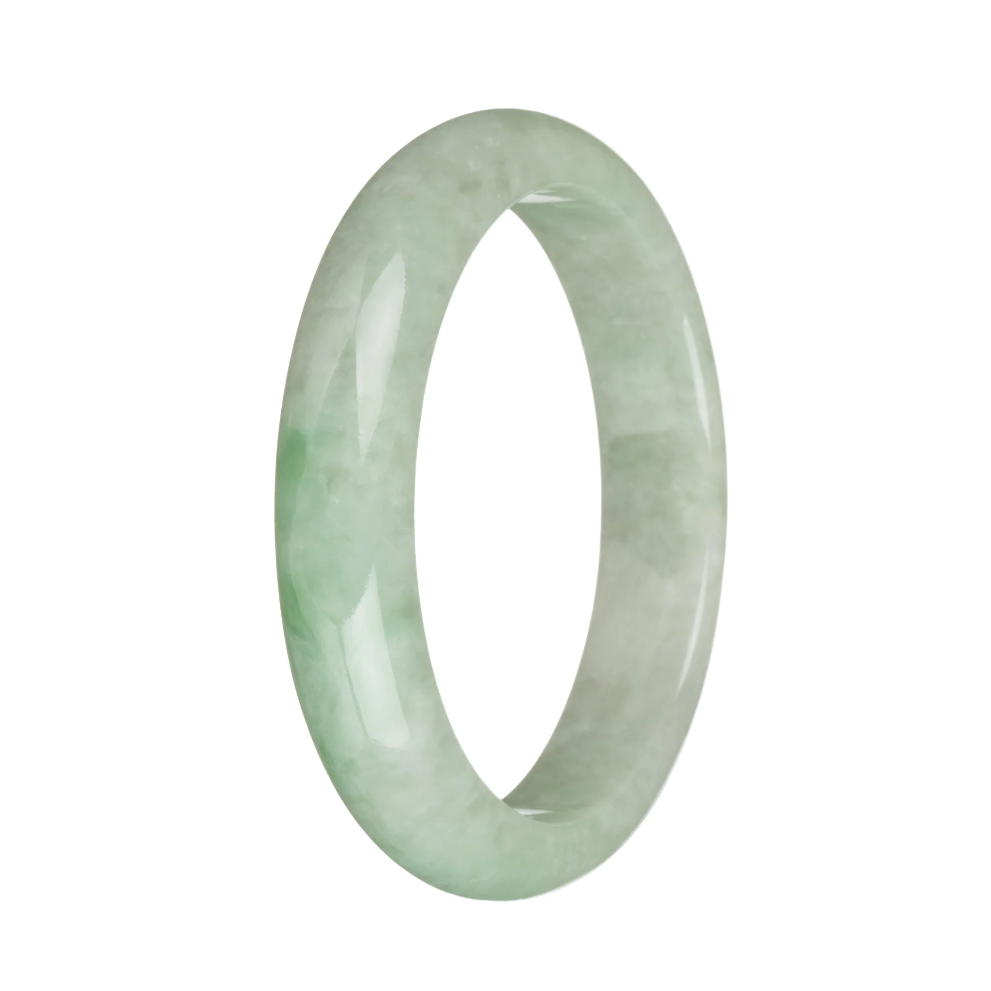 59.5mm Light Green with Apple Green Jade Bangle Bracelet - Image 3