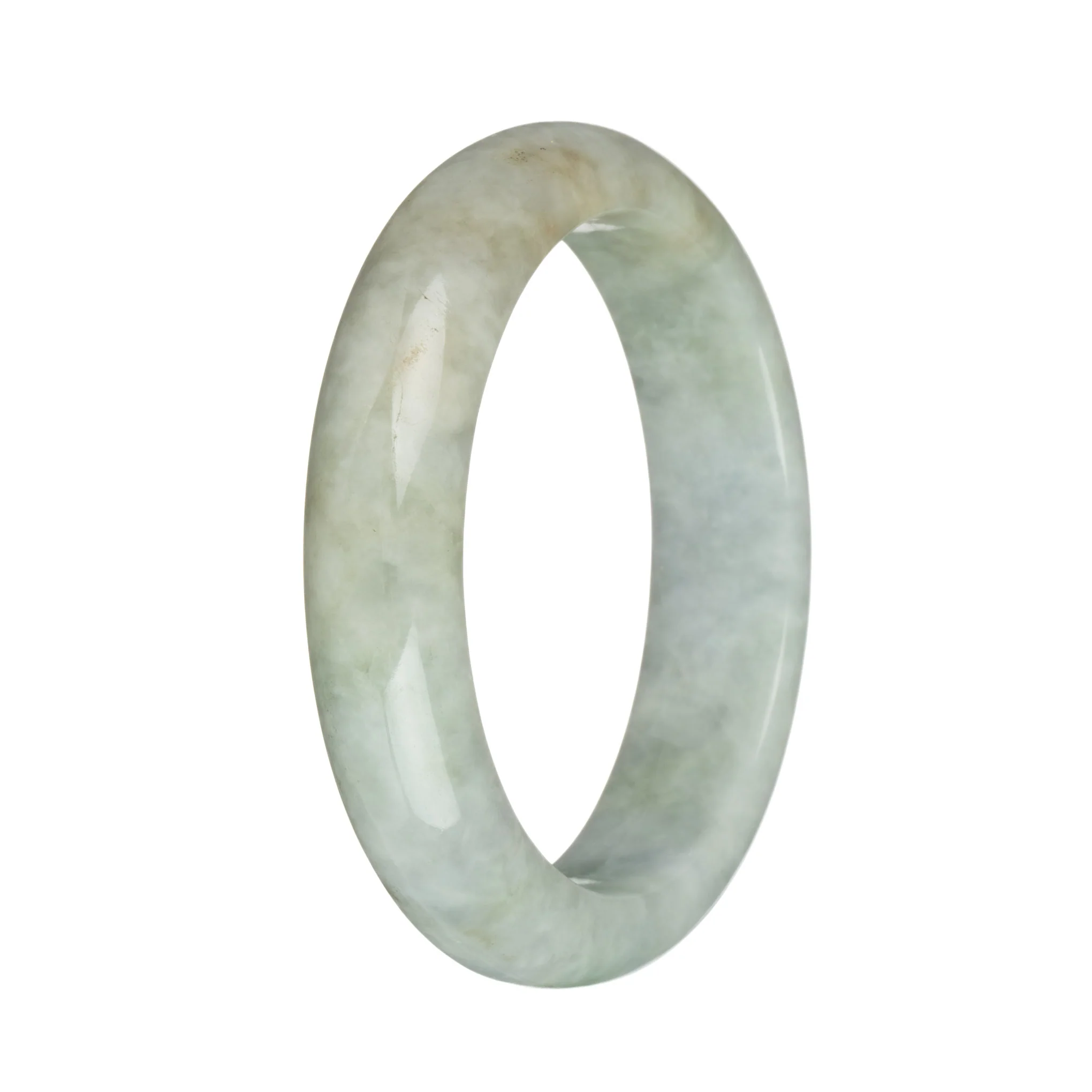 57.7mm Greyish Green with Brown Spots Jade Bangle Bracelet - Image 2