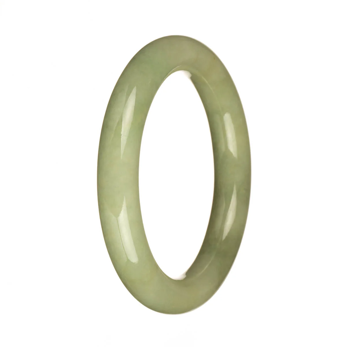 56mm Green with Brown Patch Jade Bangle Bracelet - Image 2