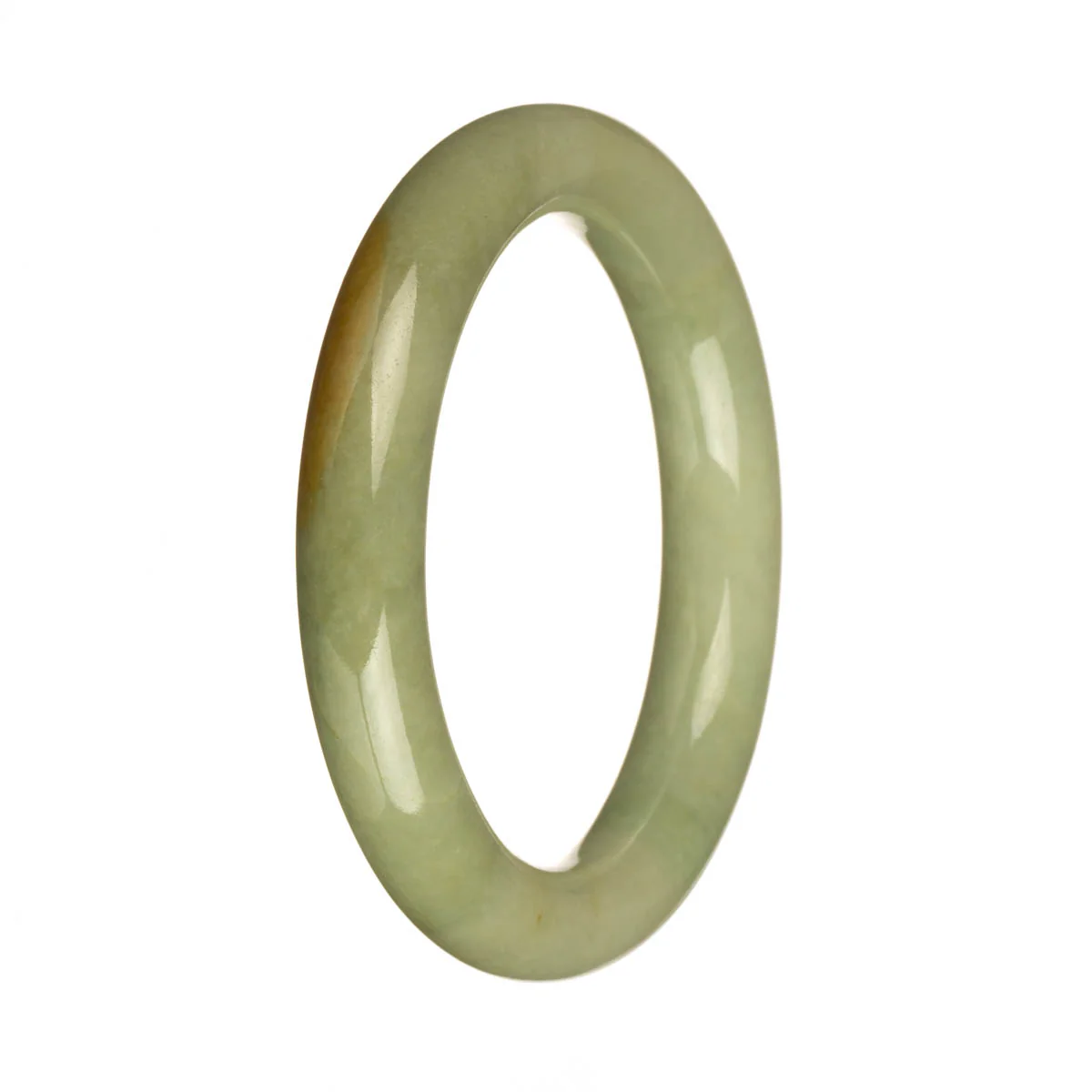 56mm Green with Brown Patch Jade Bangle Bracelet - Image 3