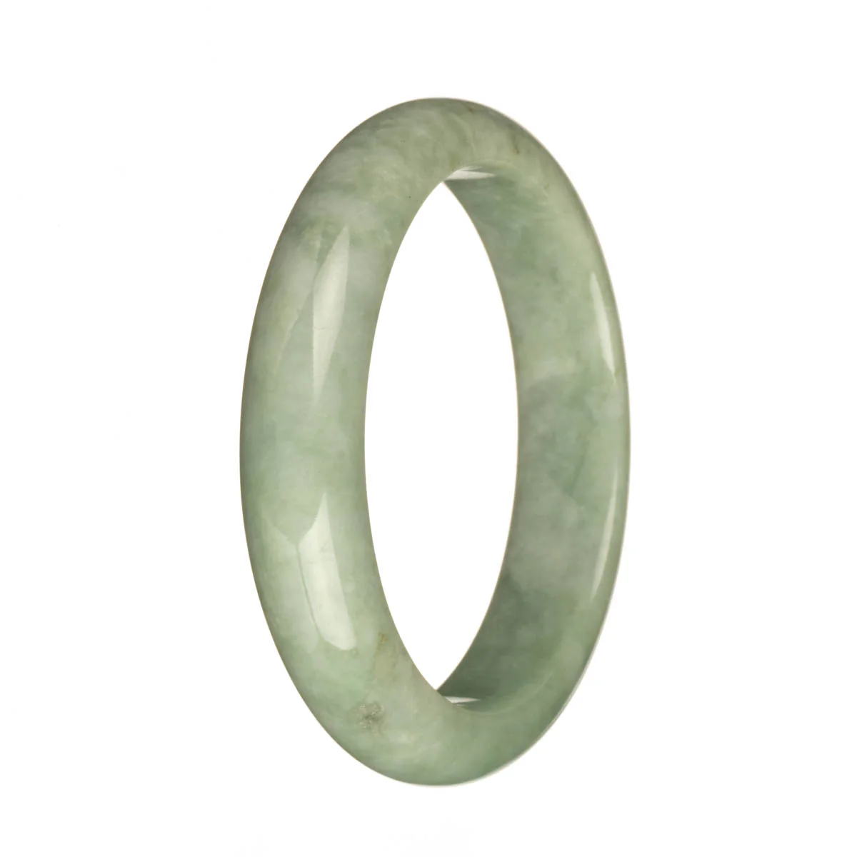 59.2mm Pale Green with Apple Green Jade Bangle Bracelet - Image 2