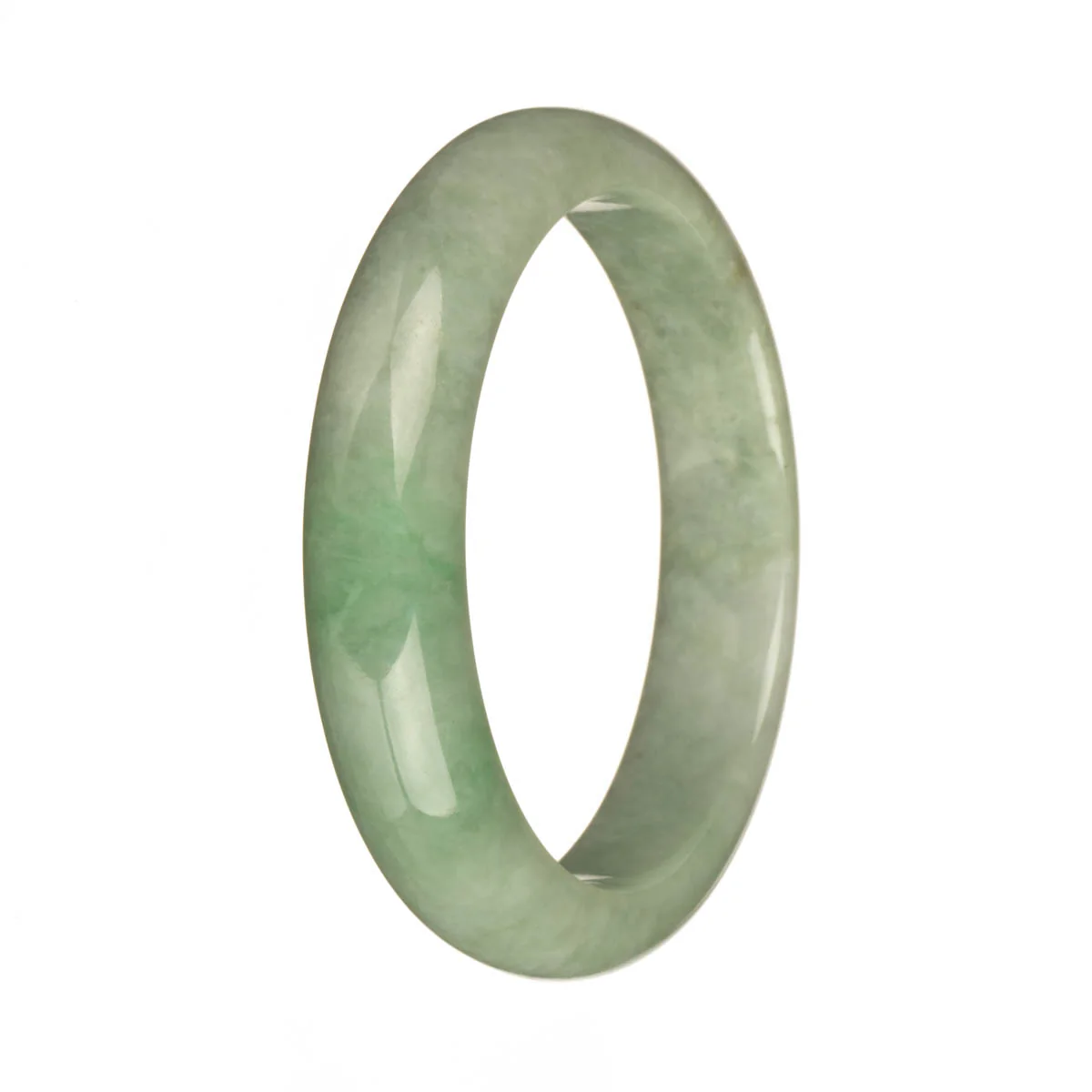59.2mm Pale Green with Apple Green Jade Bangle Bracelet - Image 3