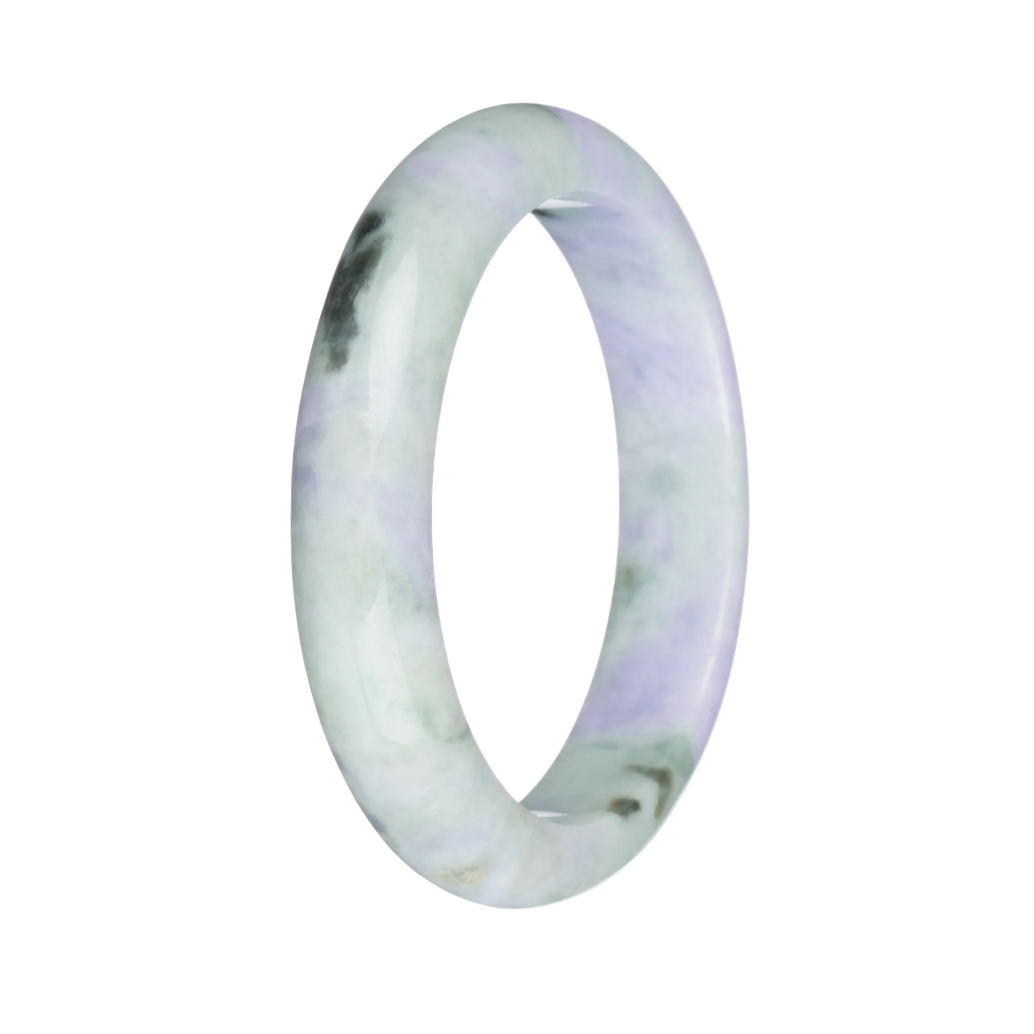 57.1mm Light Green and Lavender with Olive Green Patterns Jade Bangle Bracelet - Image 2