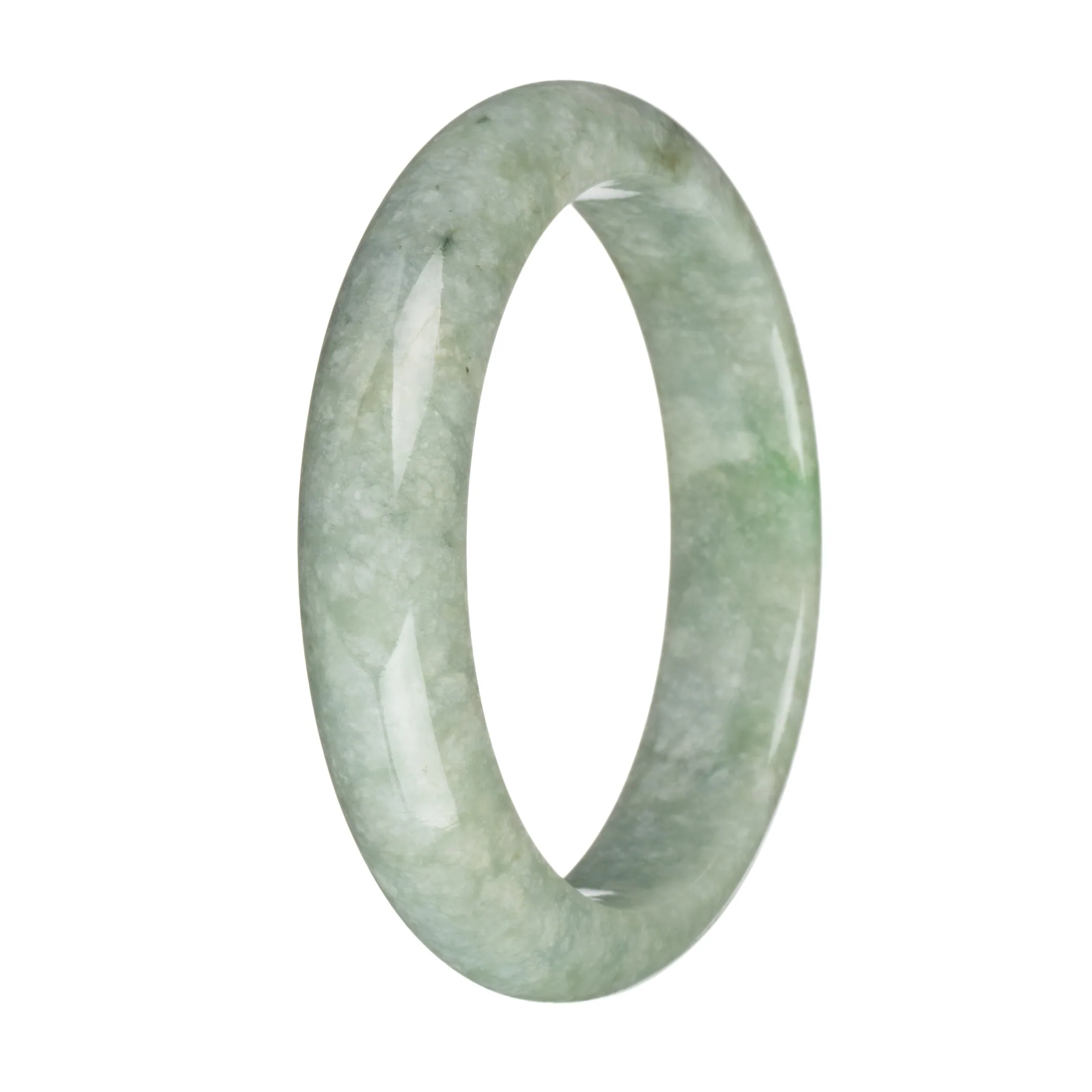 61.8mm Greyish Green with Apple Green Patch Jade Bangle Bracelet - Image 2