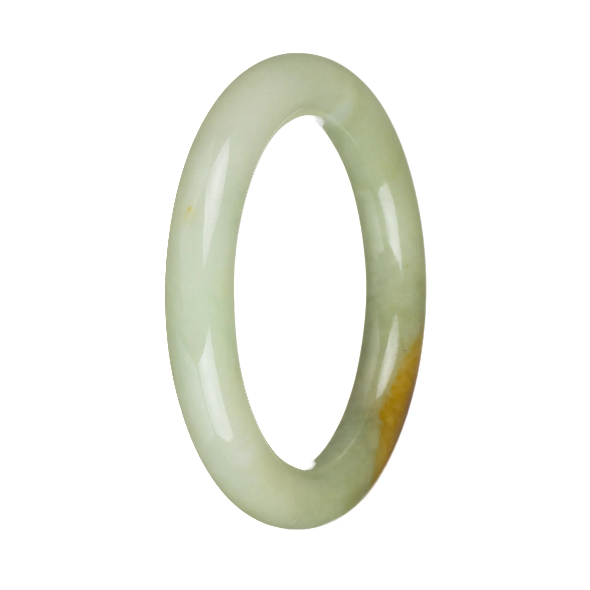 55mm Olive Green and Pale Green with Brown Patch Jade Bangle Bracelet - Image 2