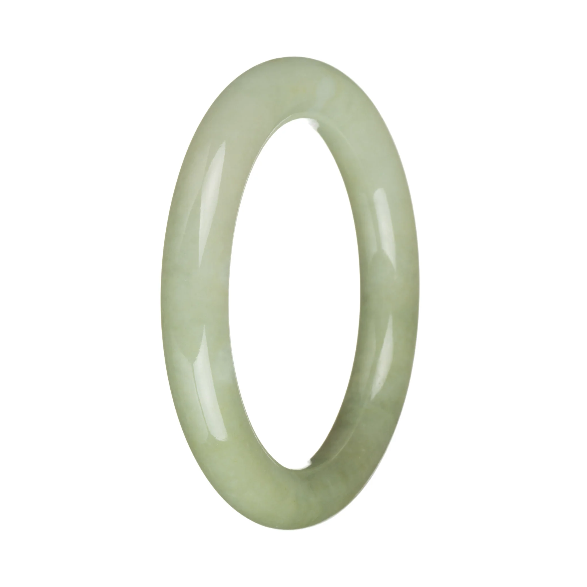 55mm Olive Green and Pale Green with Brown Patch Jade Bangle Bracelet - Image 3