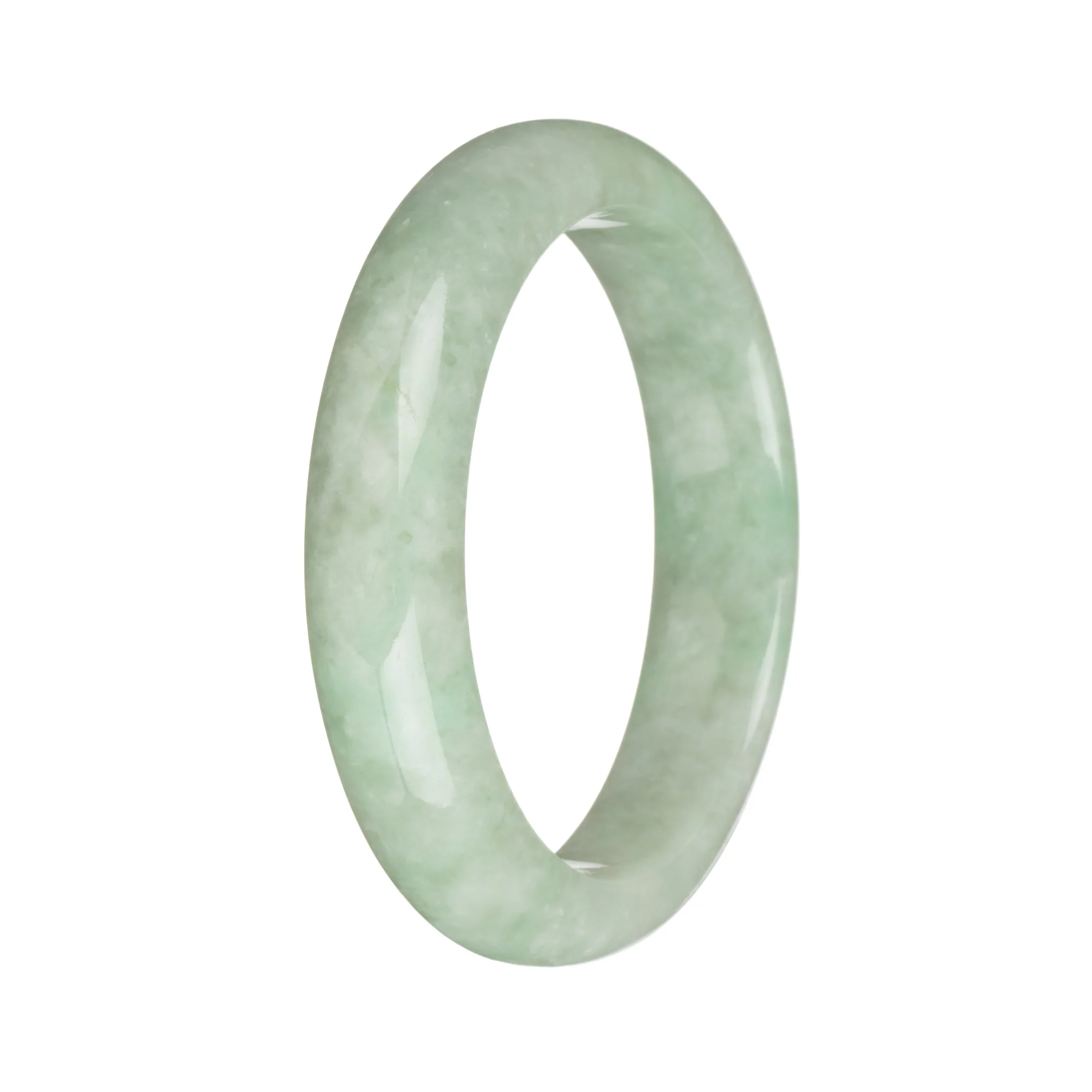 56.7mm Light Green with Apple Green Jade Bangle Bracelet - Image 2