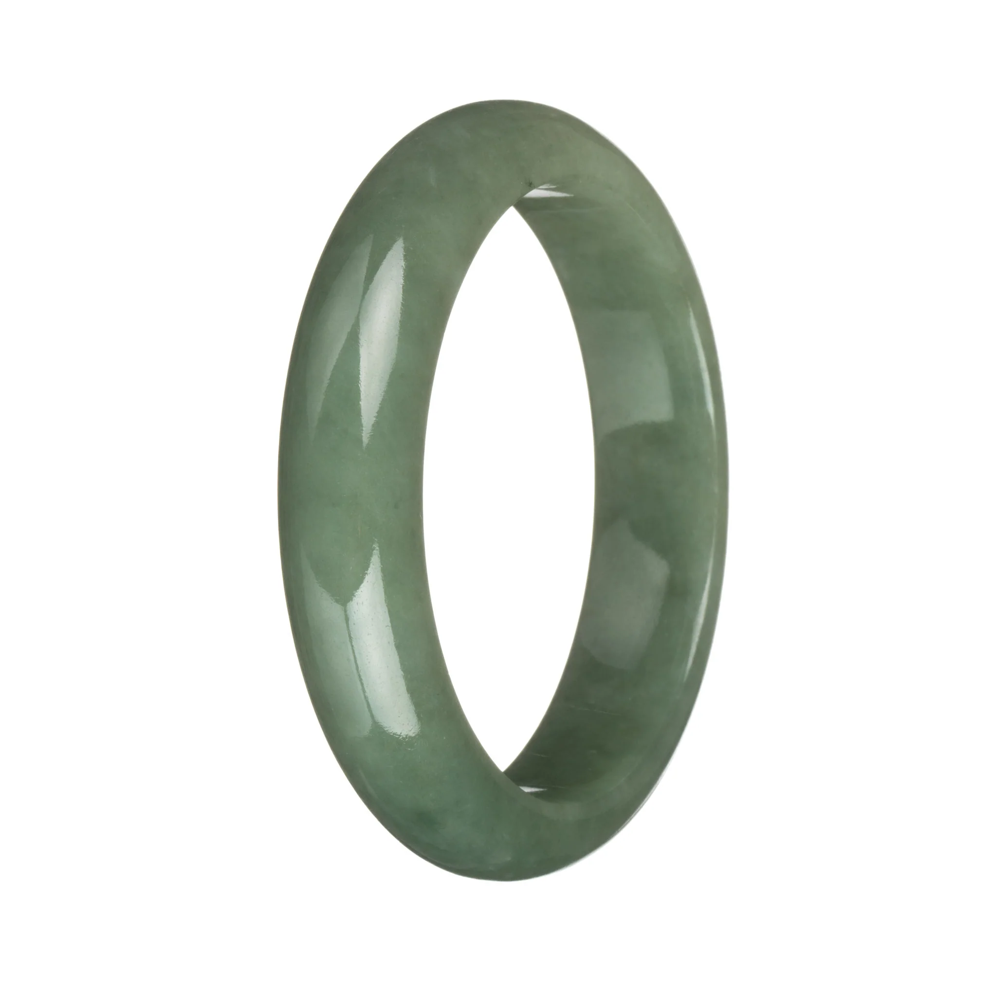 58mm Olive Green Jade Bangle Bracelet - Image 2