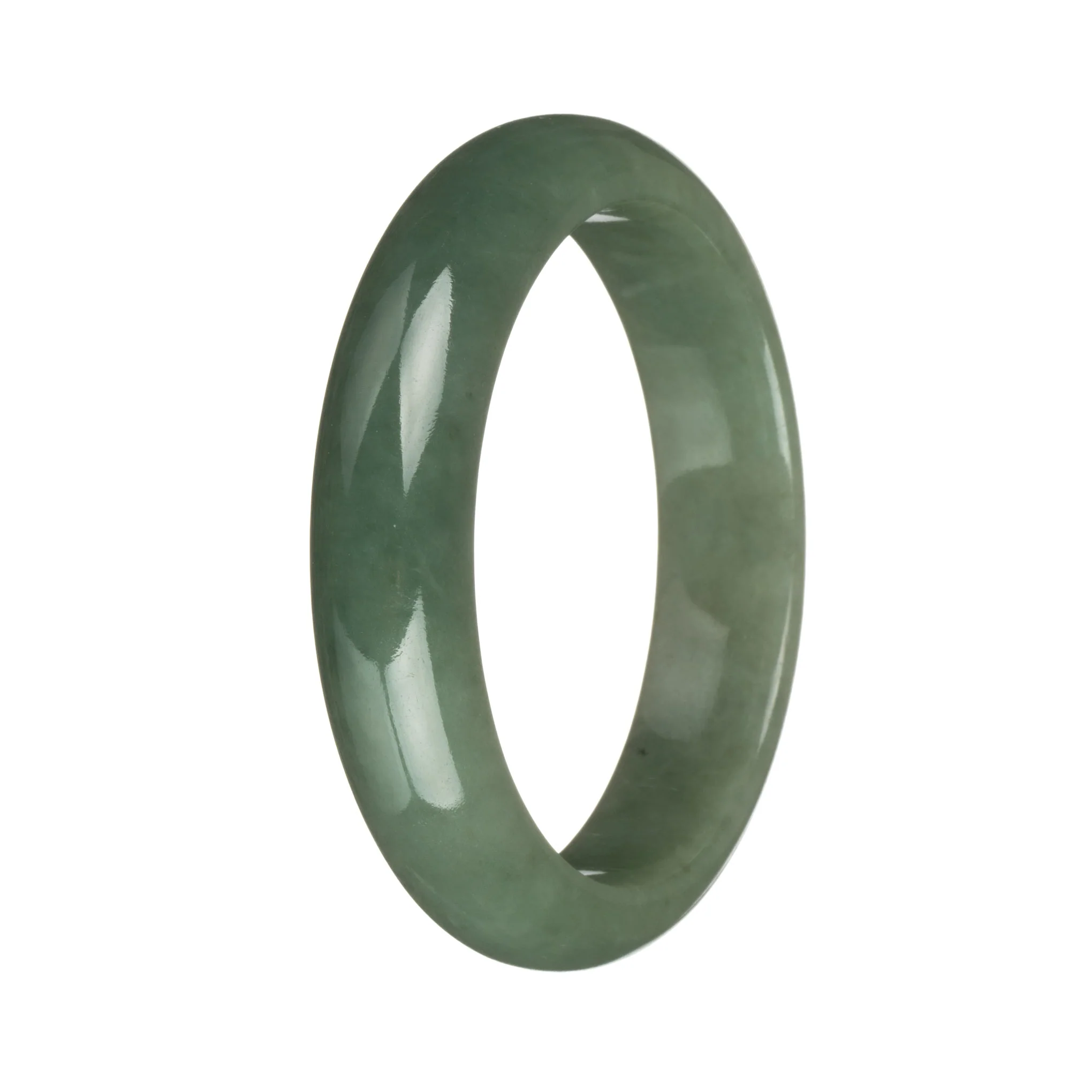 58mm Olive Green Jade Bangle Bracelet - Image 3