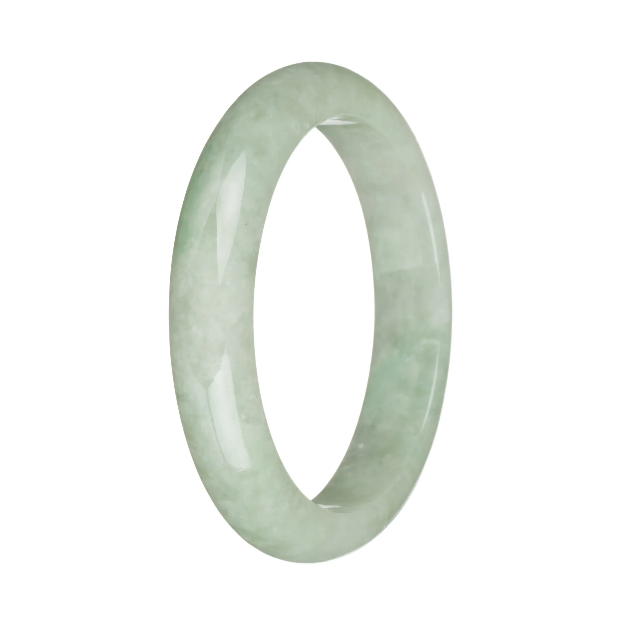 59.5mm Pale Green and Apple Green Jade Bangle Bracelet - Image 2