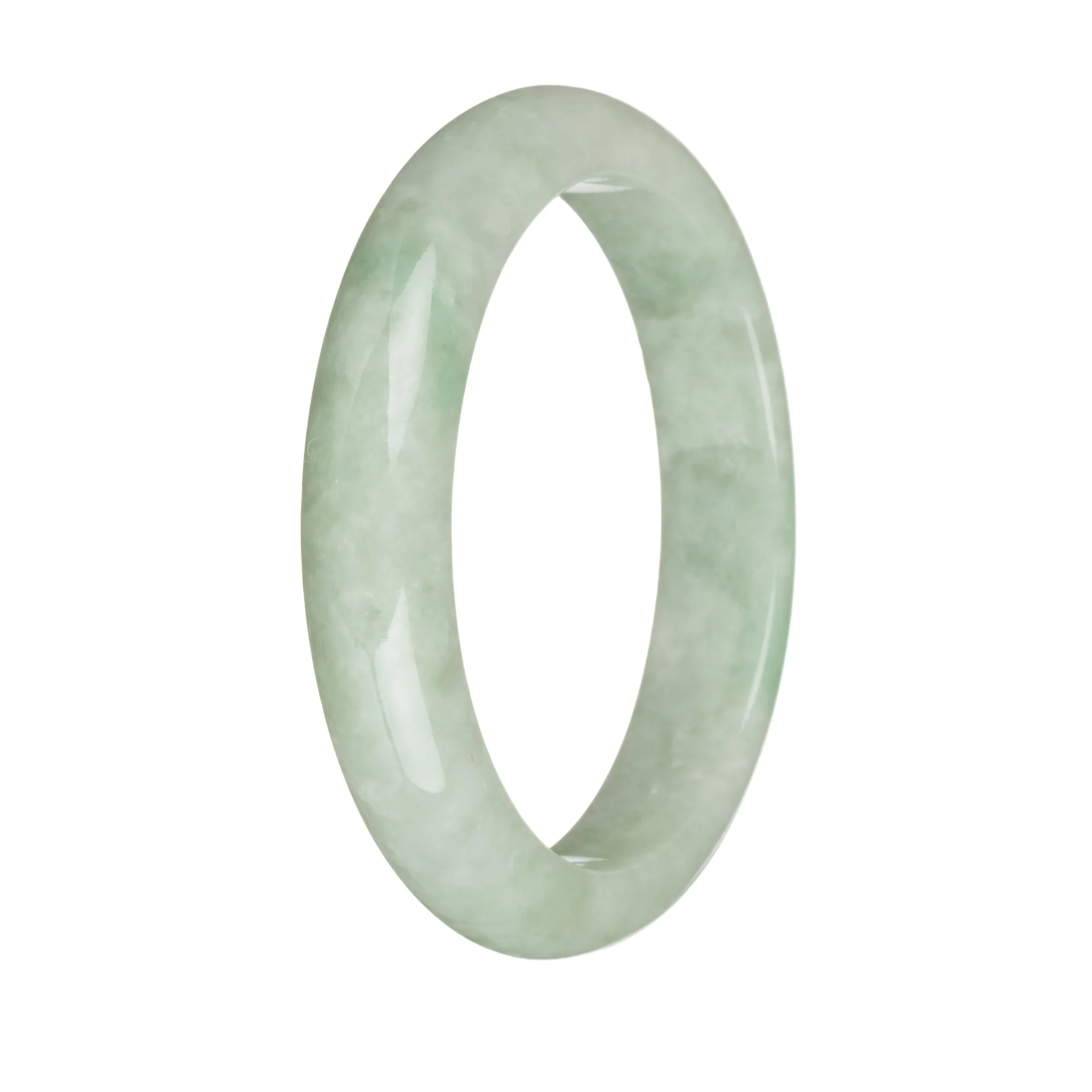 59.5mm Pale Green and Apple Green Jade Bangle Bracelet - Image 3