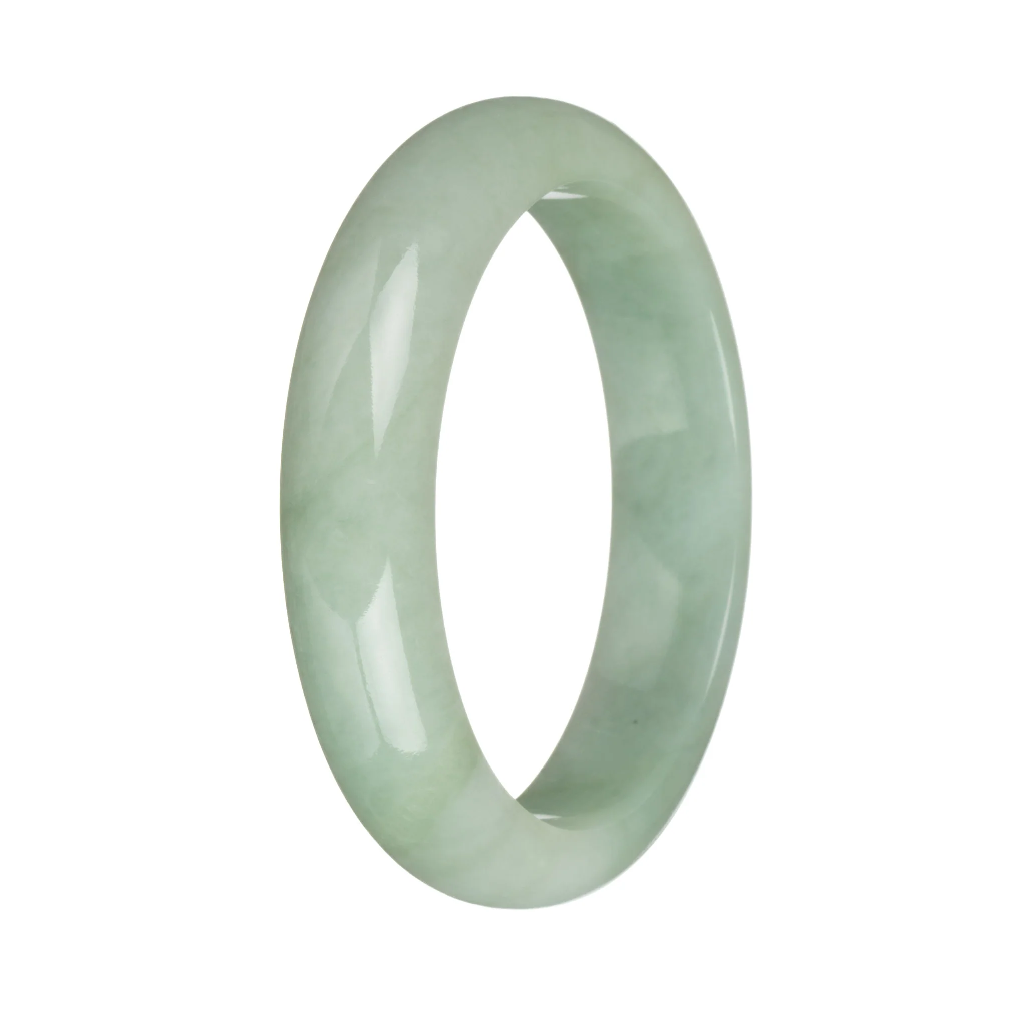 58.6mm Light Green and White Jade Bangle Bracelet - Image 2