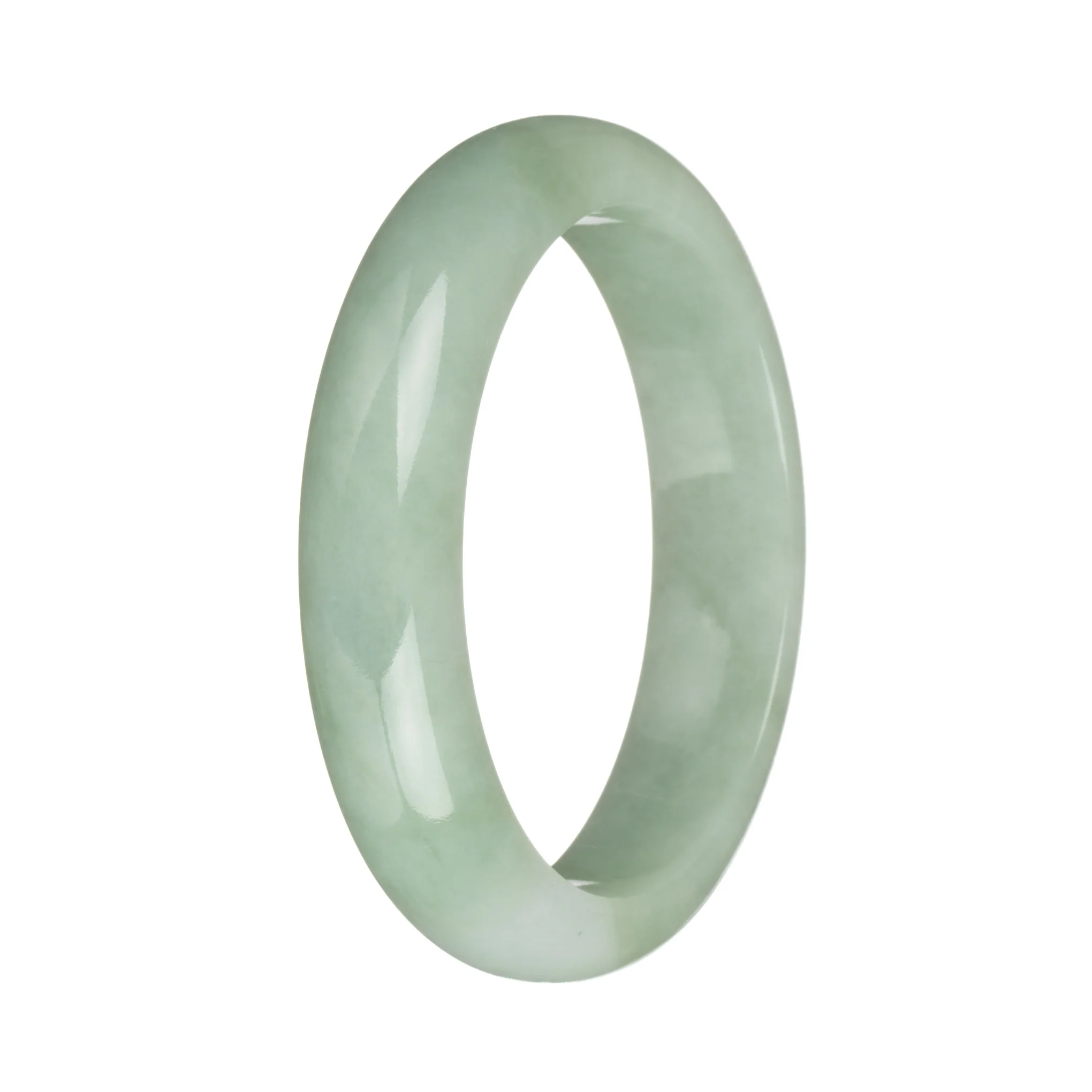 58.6mm Light Green and White Jade Bangle Bracelet - Image 3