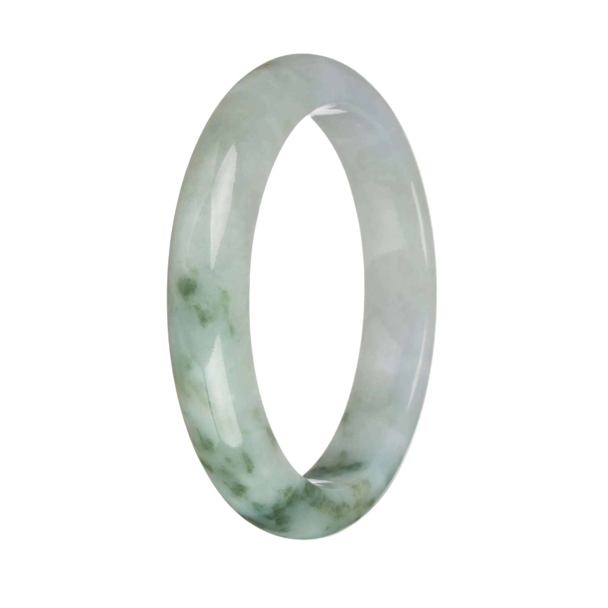 58.7mm White and Green Patterns Jade Bangle Bracelet - Image 3