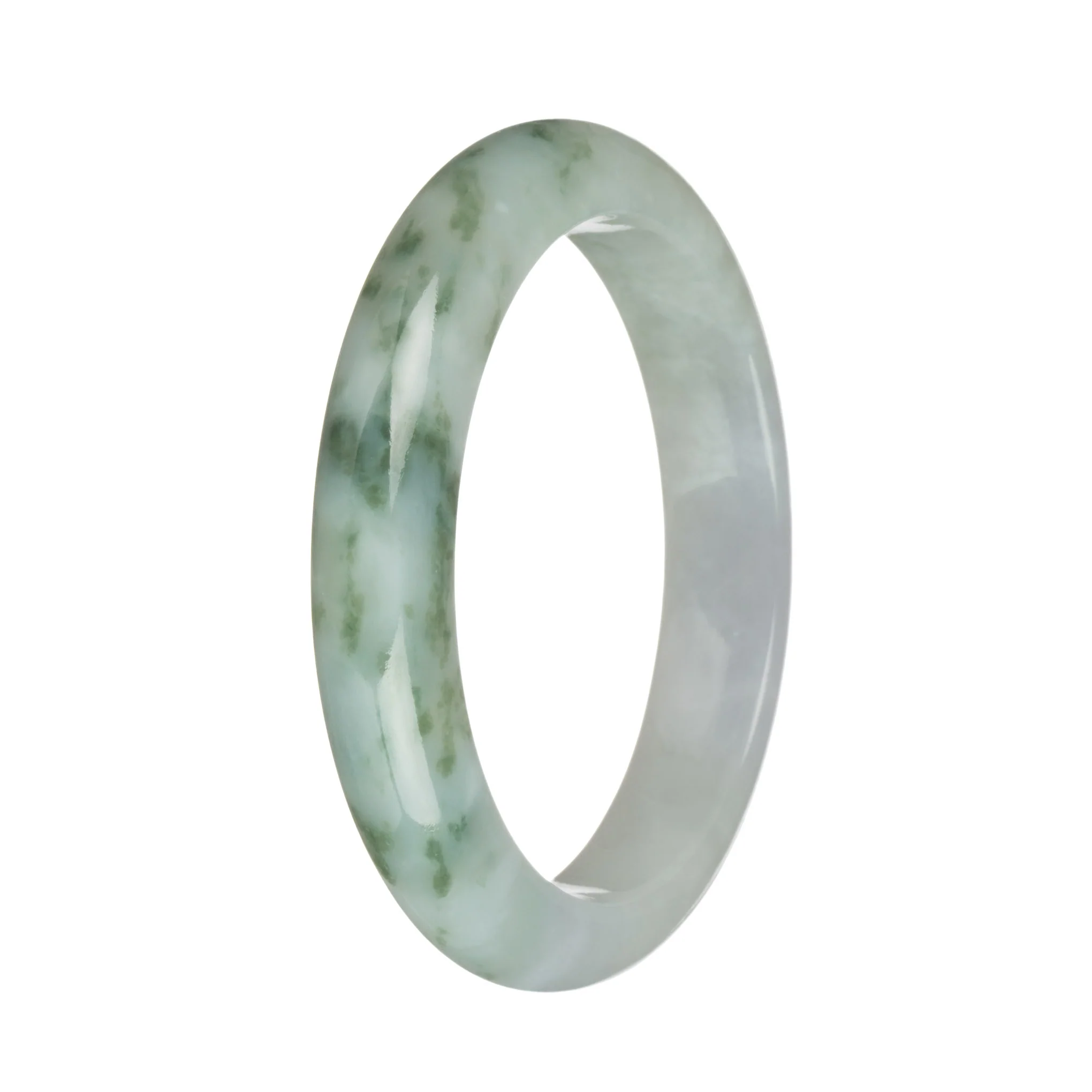 58.7mm White and Green Patterns Jade Bangle Bracelet - Image 4